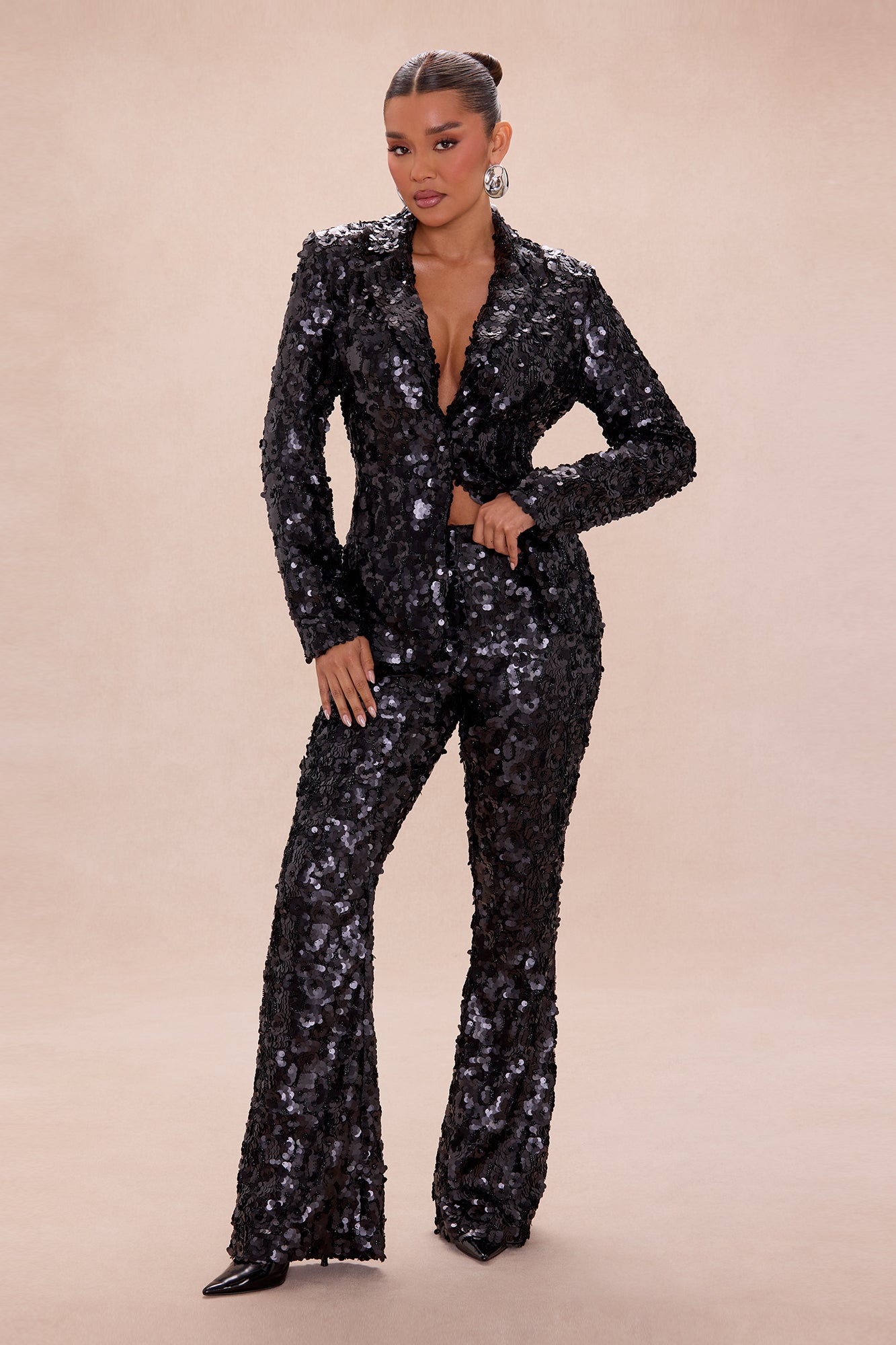 Keep Shining Sequin Blazer - Black