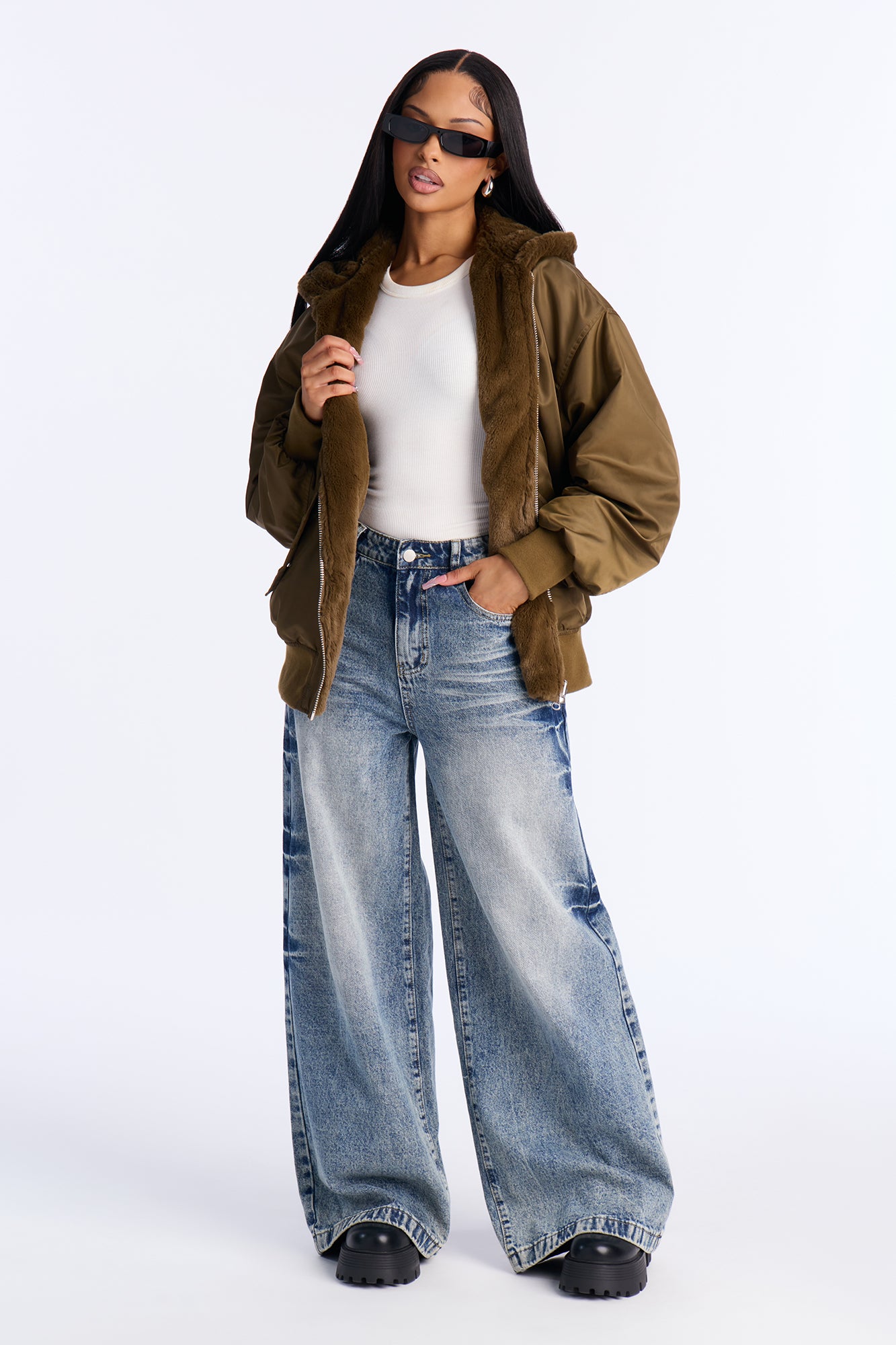 Kimmy Reversible Bomber Jacket - Olive