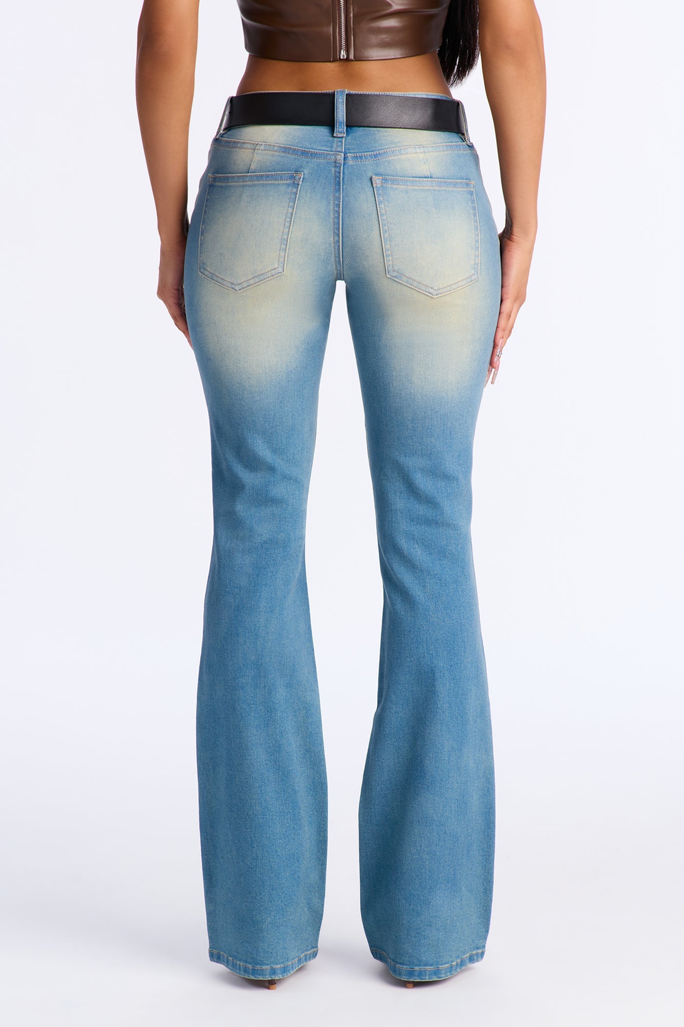 Ranch Life Belted Bootcut Jeans - Medium Wash