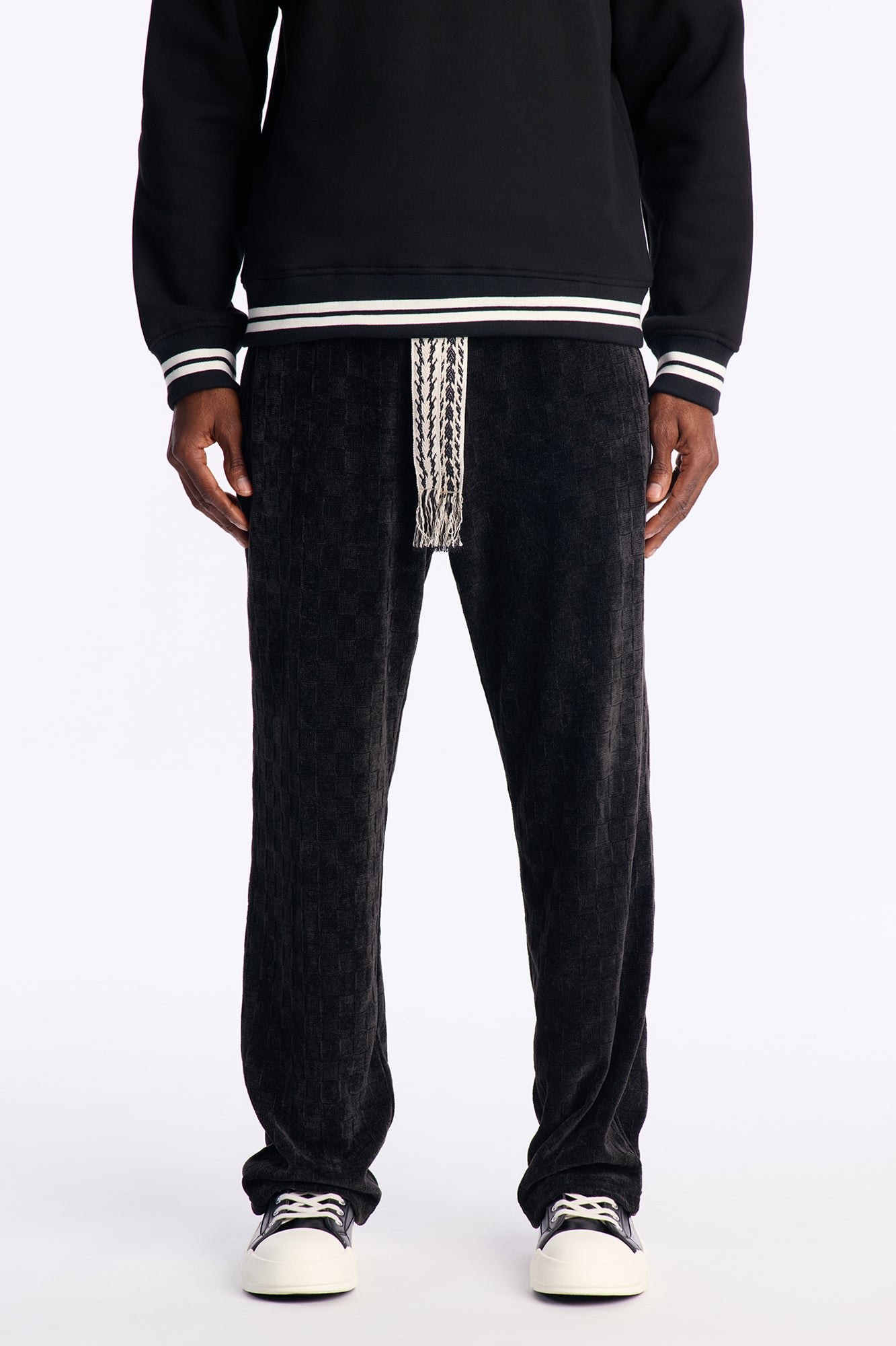 Straight Chenille Textured Pant - Black