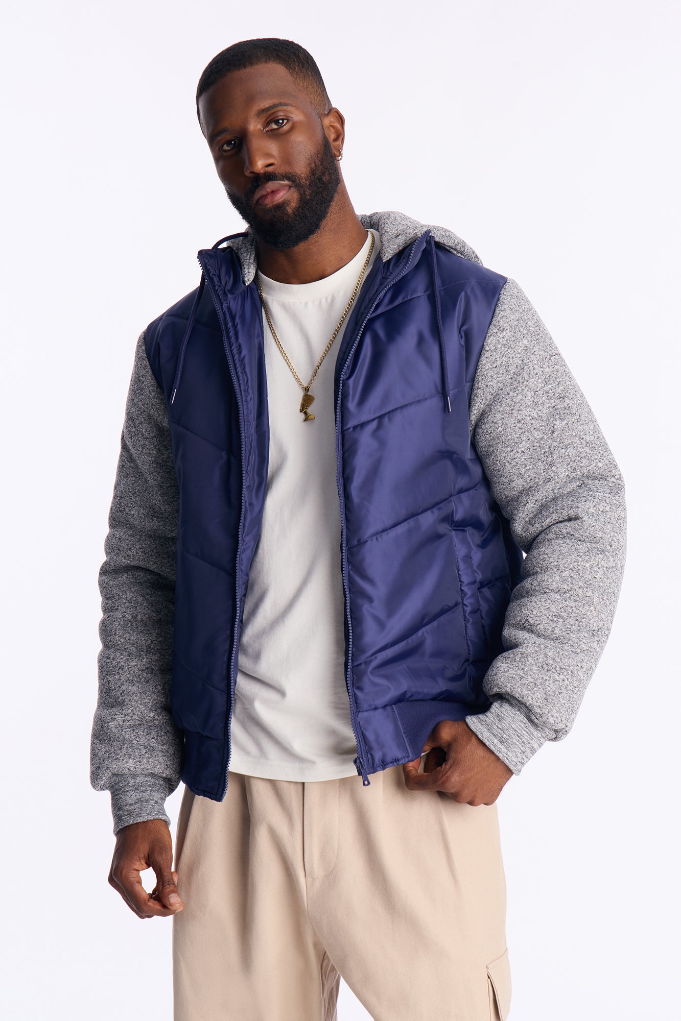 Heritage Color Blocked Hooded Jacket - Navy