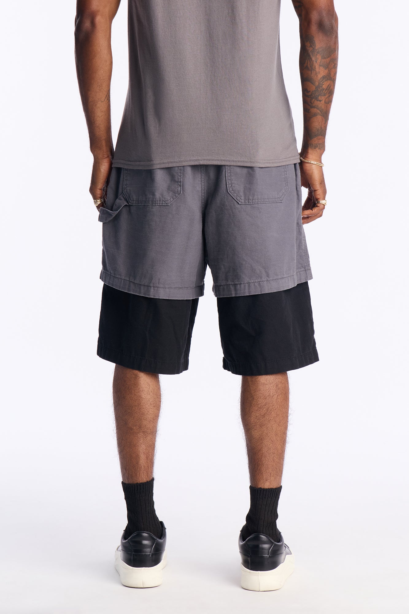 Nostrand Color Blocked Short Bottoms - Grey/Black