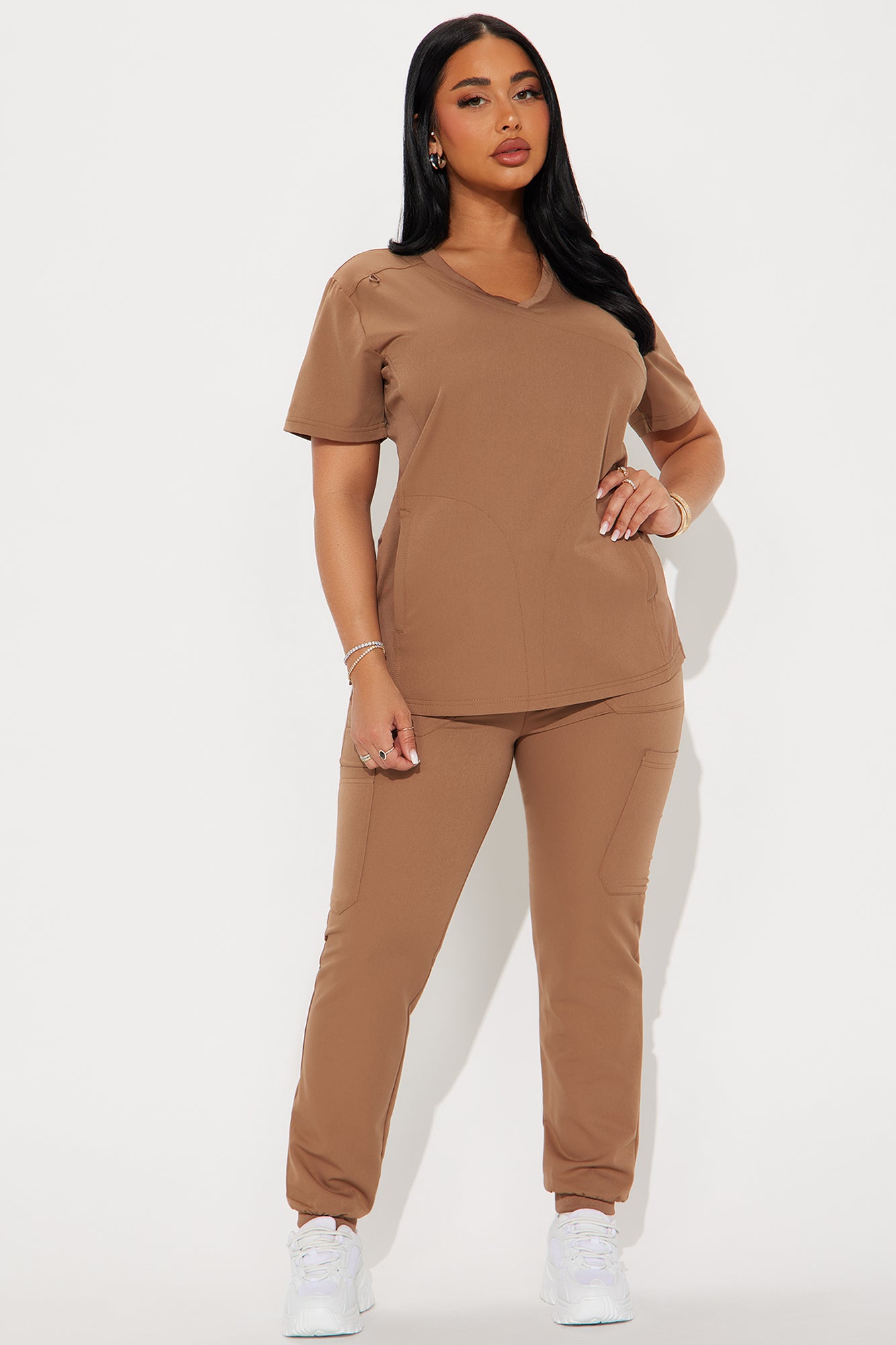 Get To Work Stretch Uniform Scrub Jogger Set - Chocolate