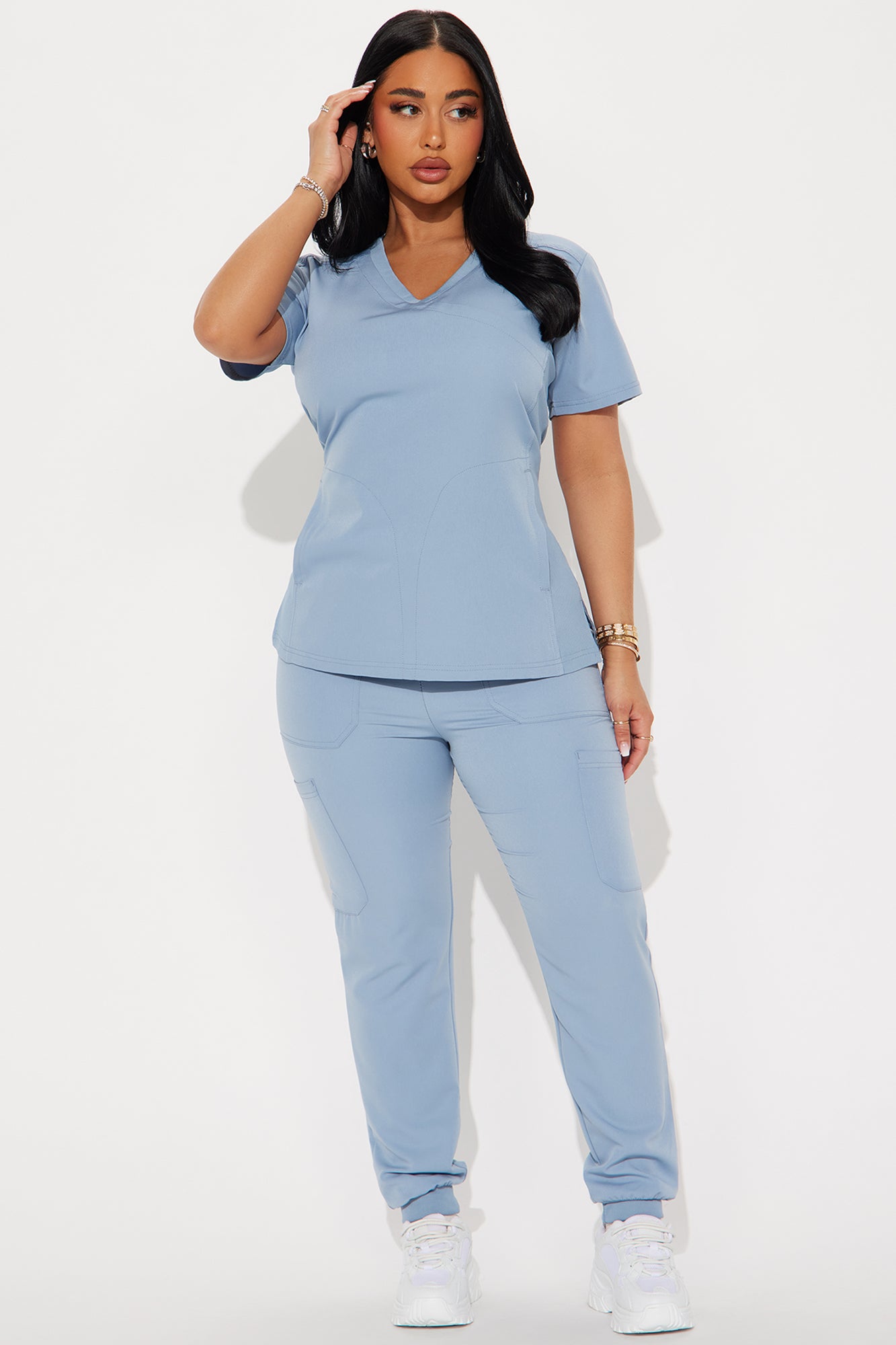 Get To Work Stretch Uniform Scrub Jogger Set - Slate Blue