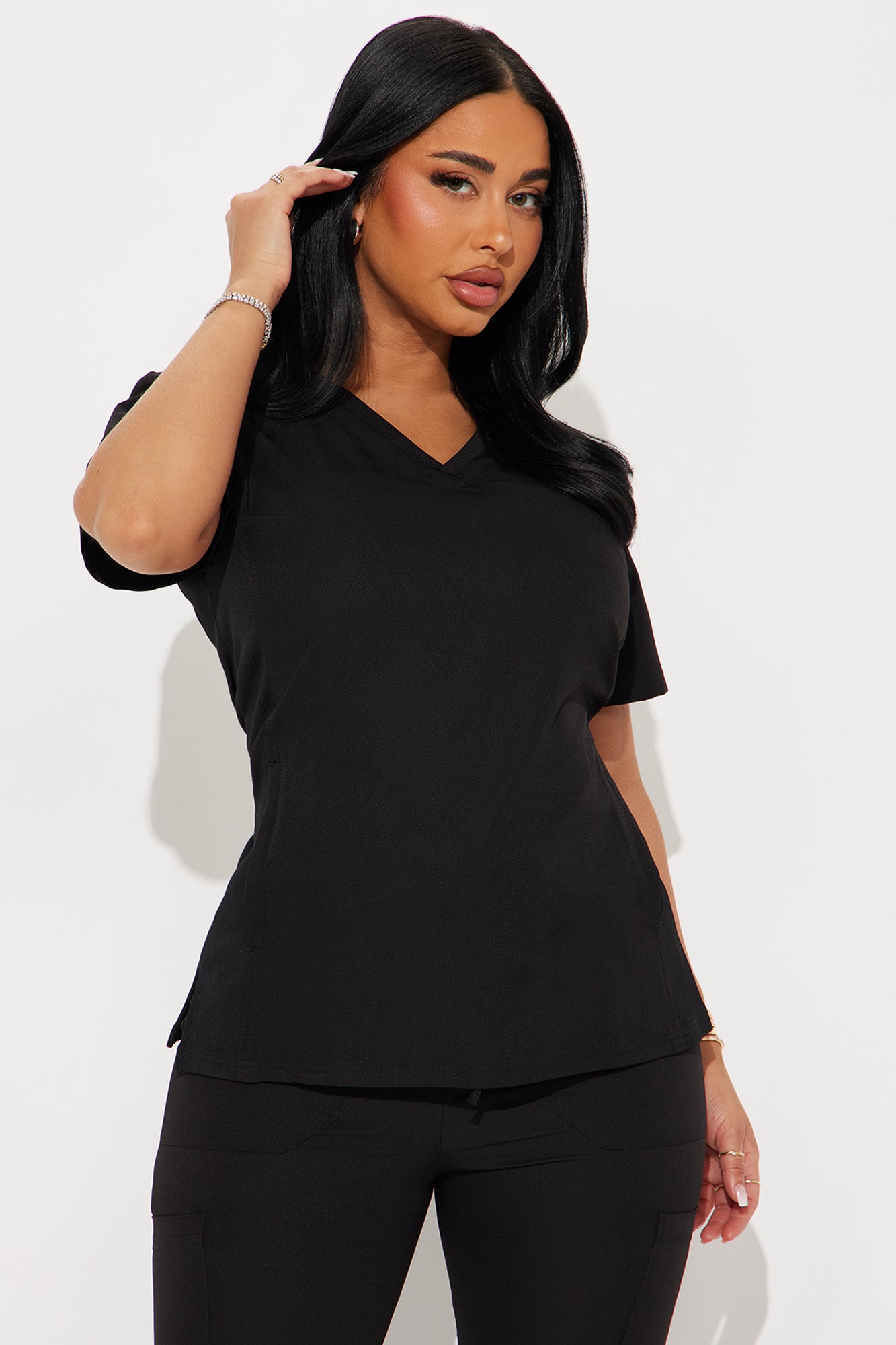 Get To Work Stretch Uniform Scrub Jogger Set - Black