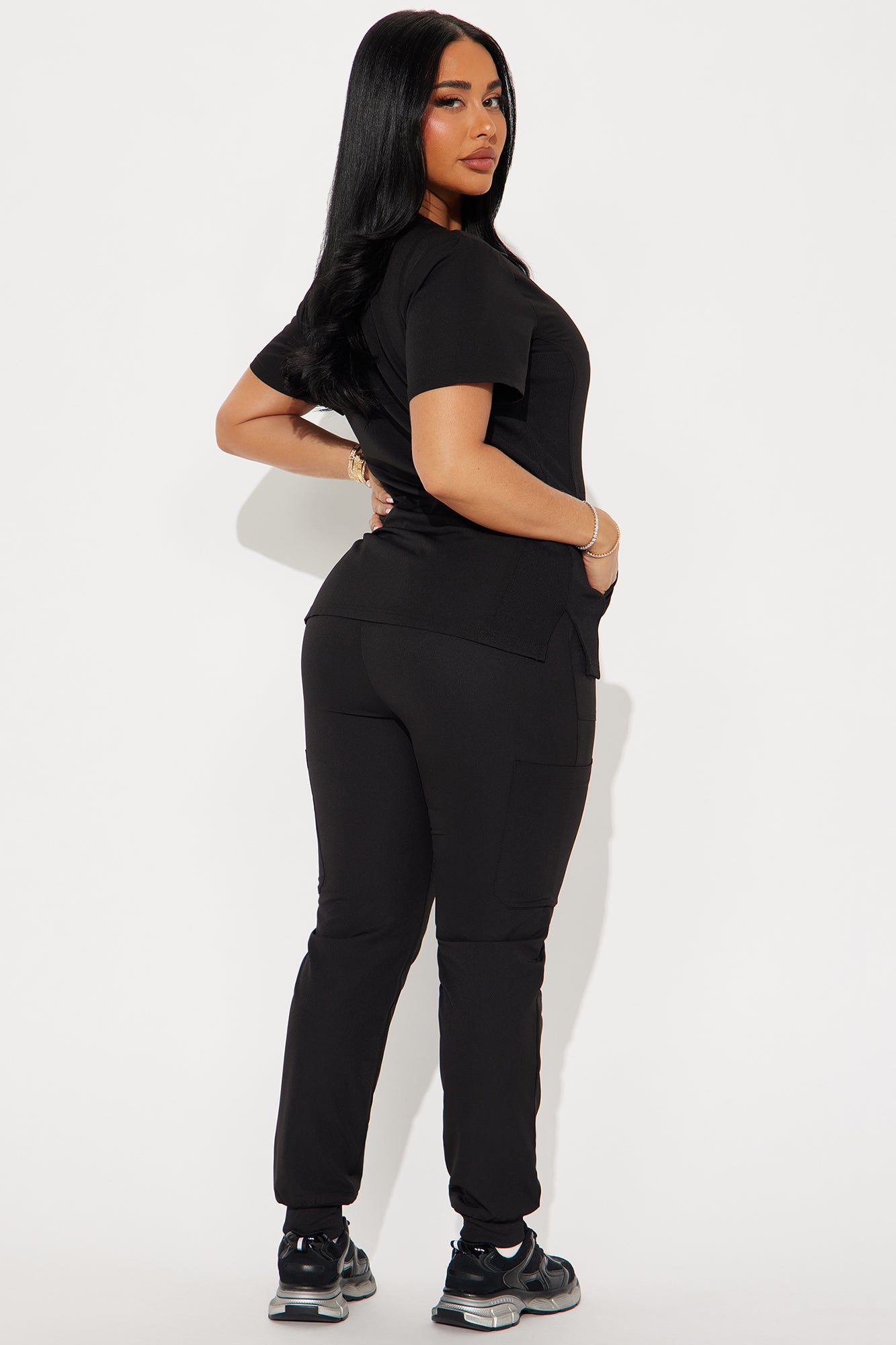 Get To Work Stretch Uniform Scrub Jogger Set - Black