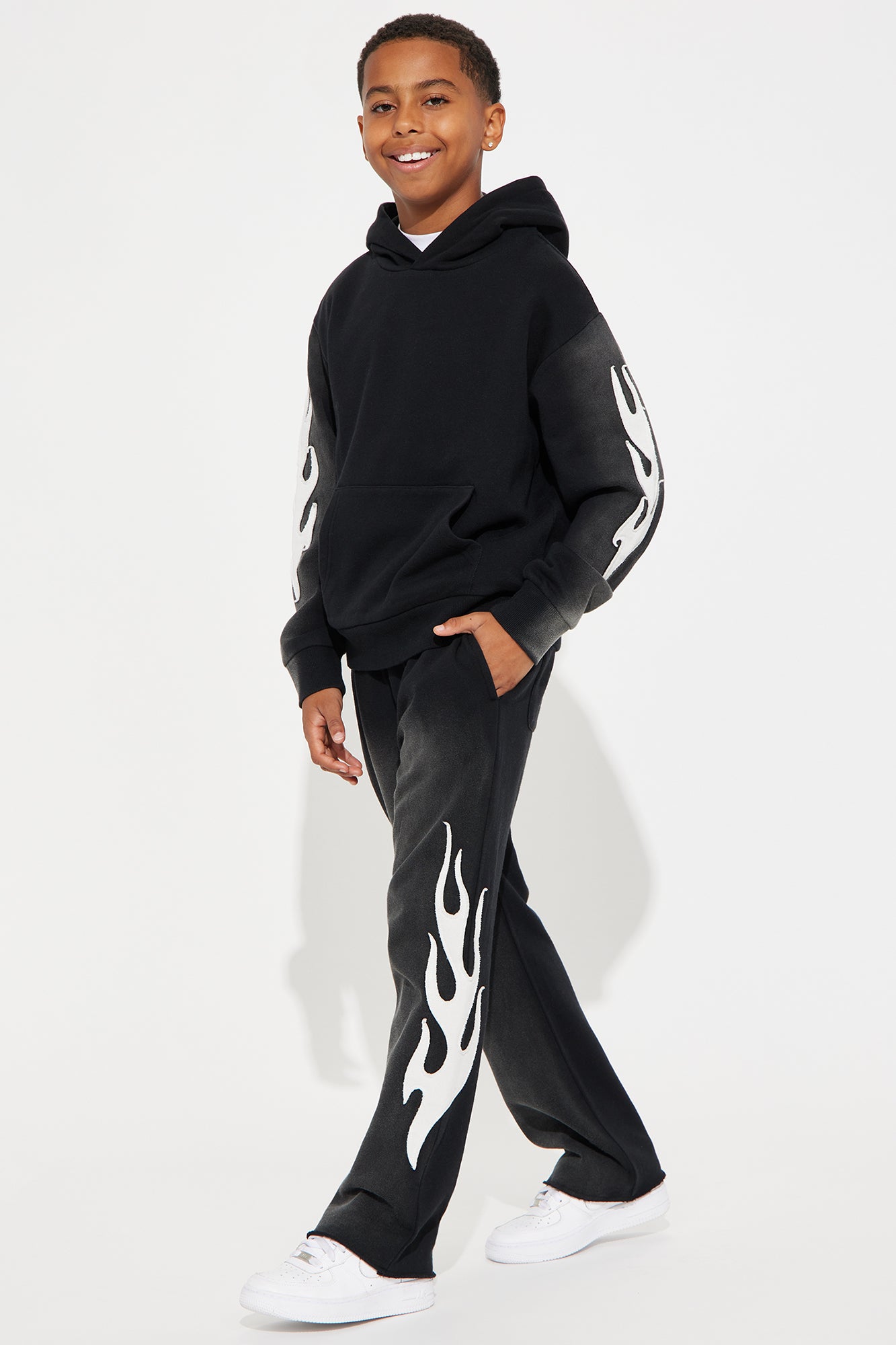 Mini Flame Time Tyson Straight Sweatpants - Black