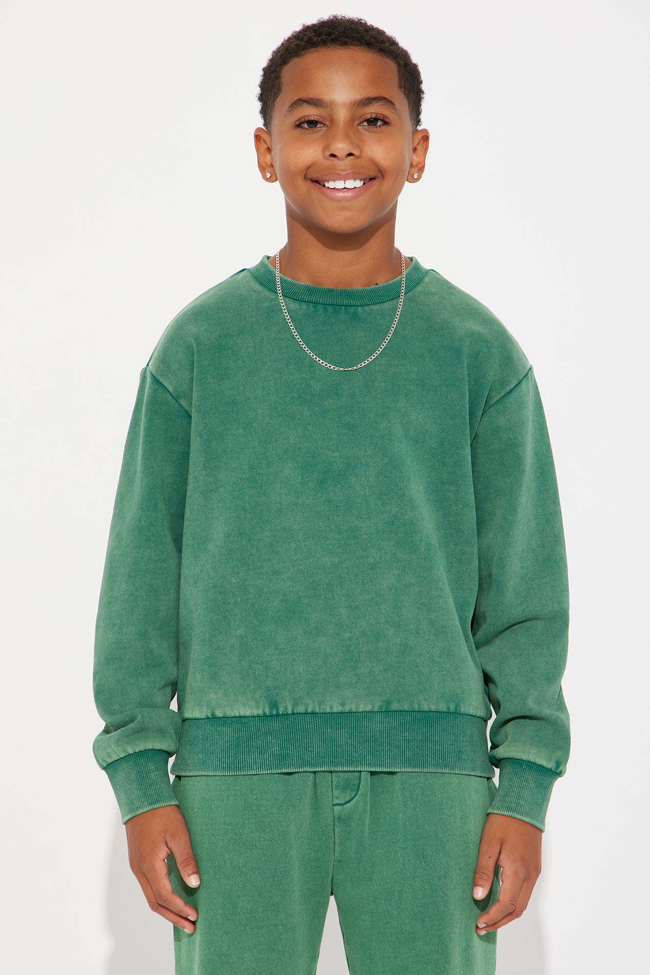 Mini Tyson Heavy Wash Crewneck Sweatshirt - Green