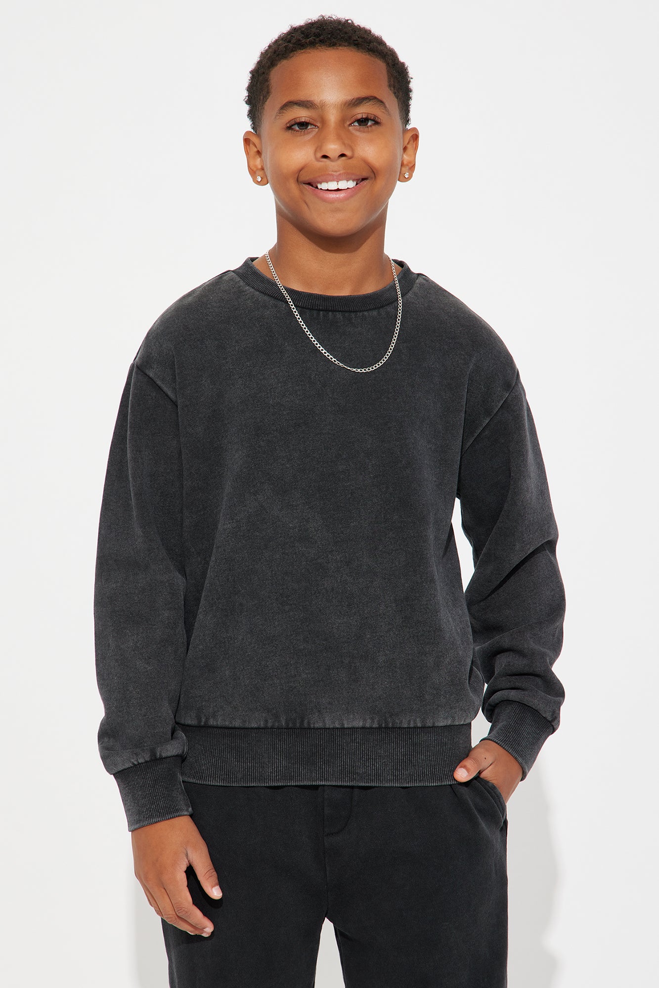 Mini Tyson Heavy Wash Crewneck Sweatshirt - Black Wash