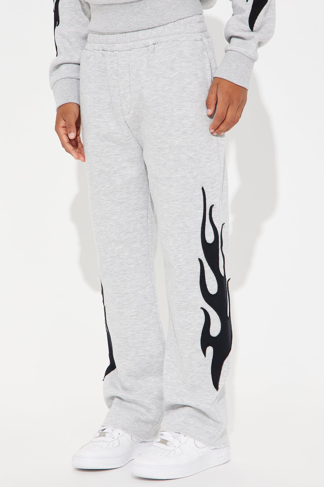 Mini Flame Time Tyson Straight Sweatpants - Heather Grey