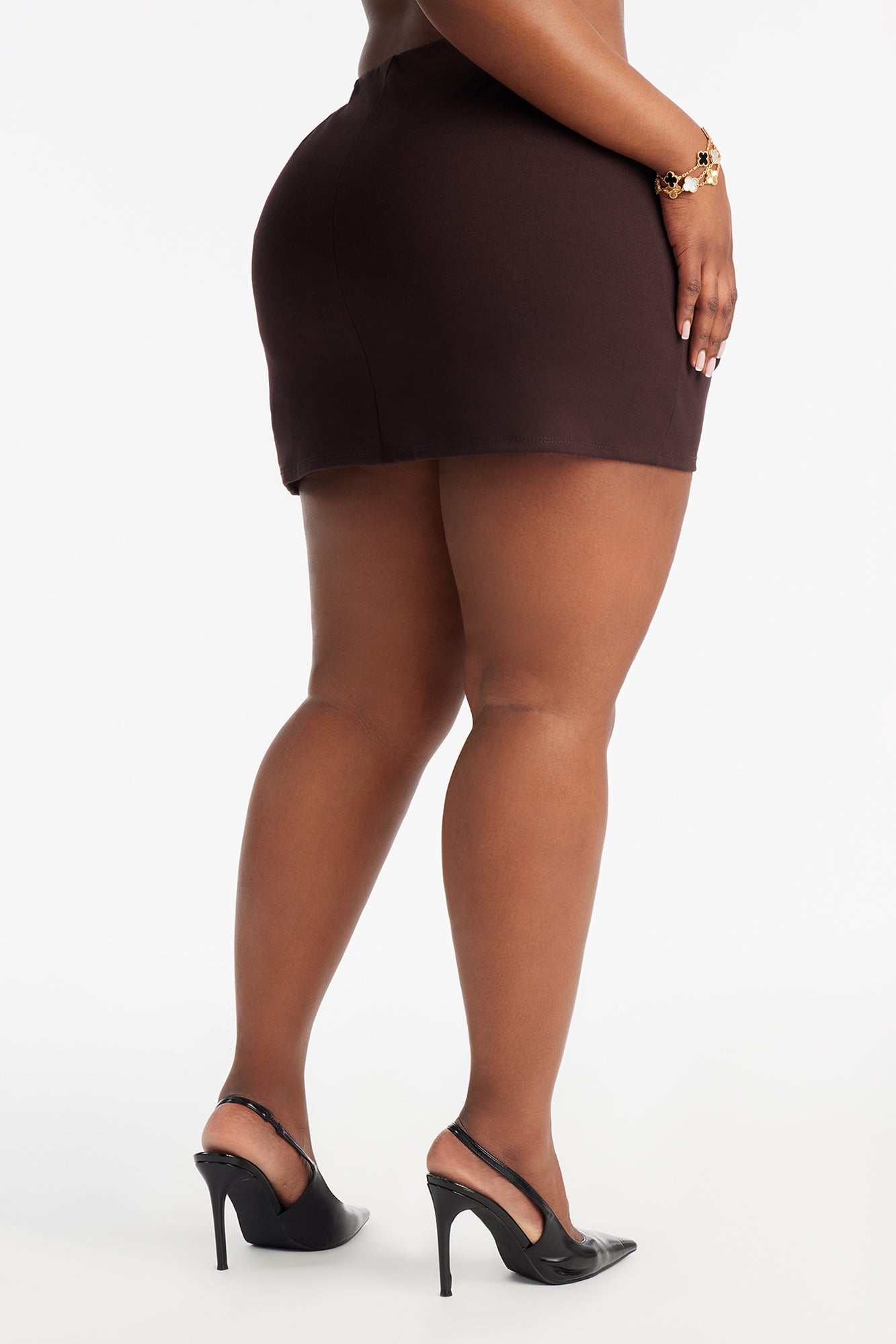 Hayden Front Slit Ponte Mini Skort - Chocolate
