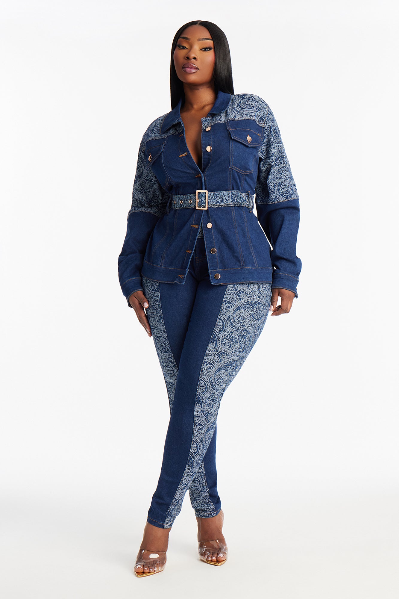 Parker Paisley Denim Jacket - Dark Wash