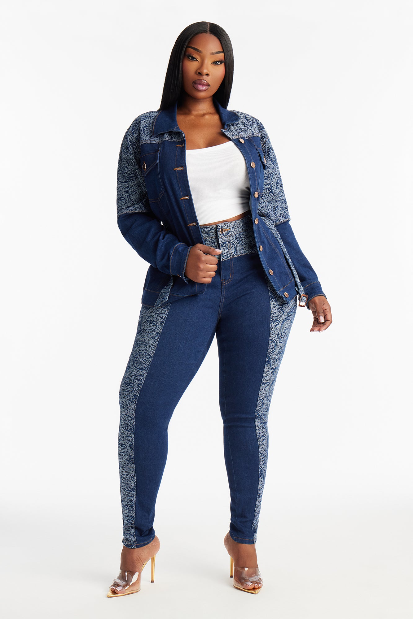 Parker Paisley Skinny Jeans - Dark Wash