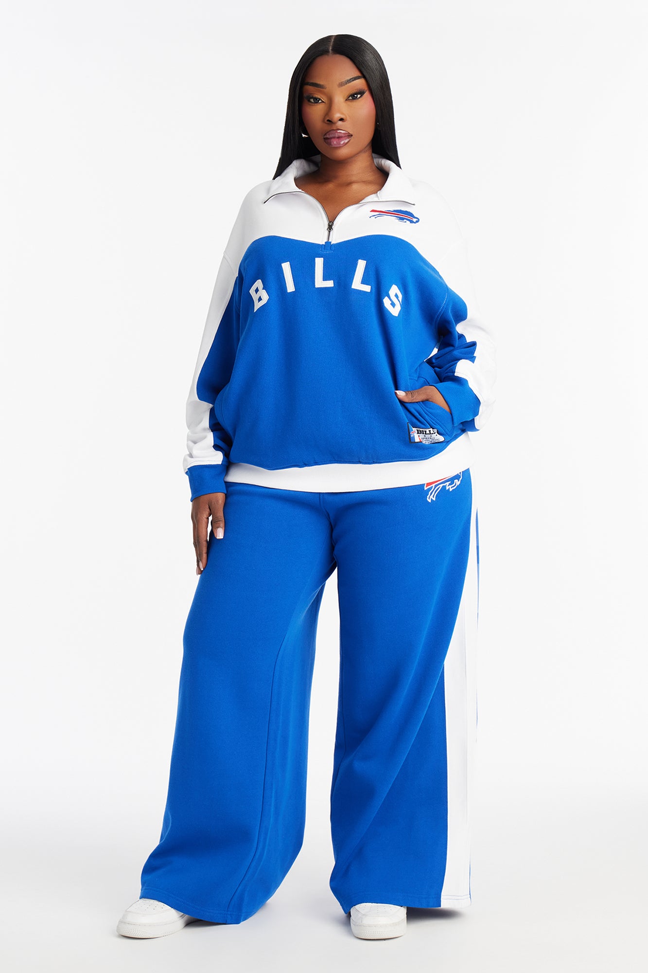 NFL Buffalo Bills Half Zip Sweatshirt - Royal/combo