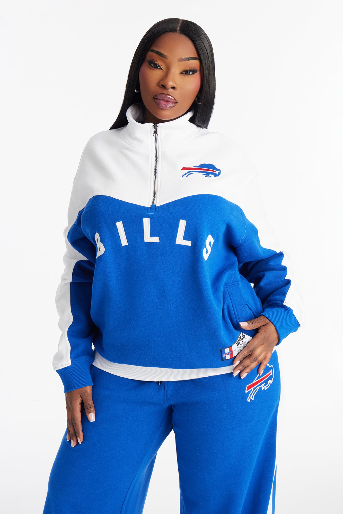 NFL Buffalo Bills Half Zip Sweatshirt - Royal/combo