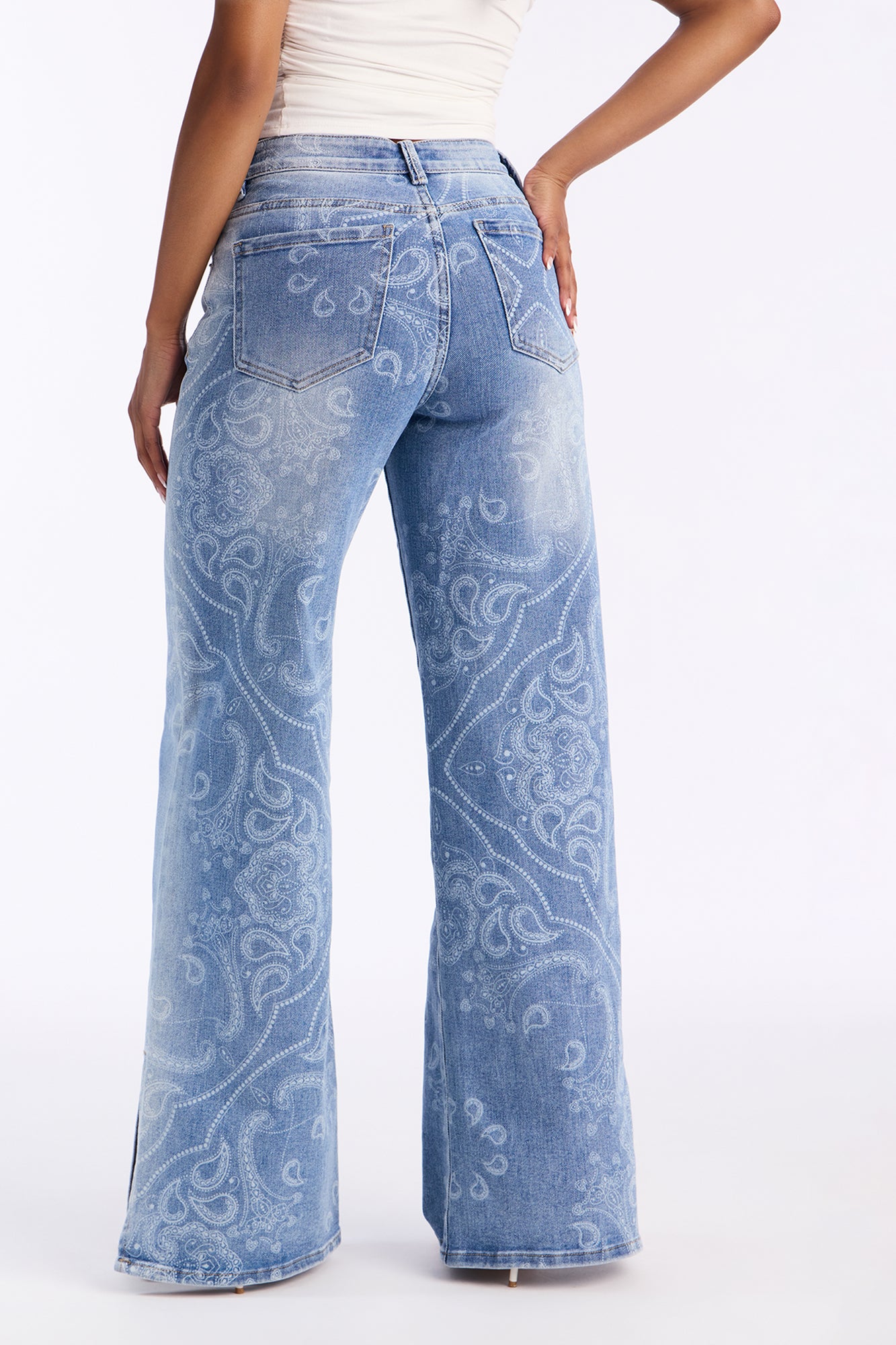 Playa Days Stretch Wide Leg Jeans - Light Wash