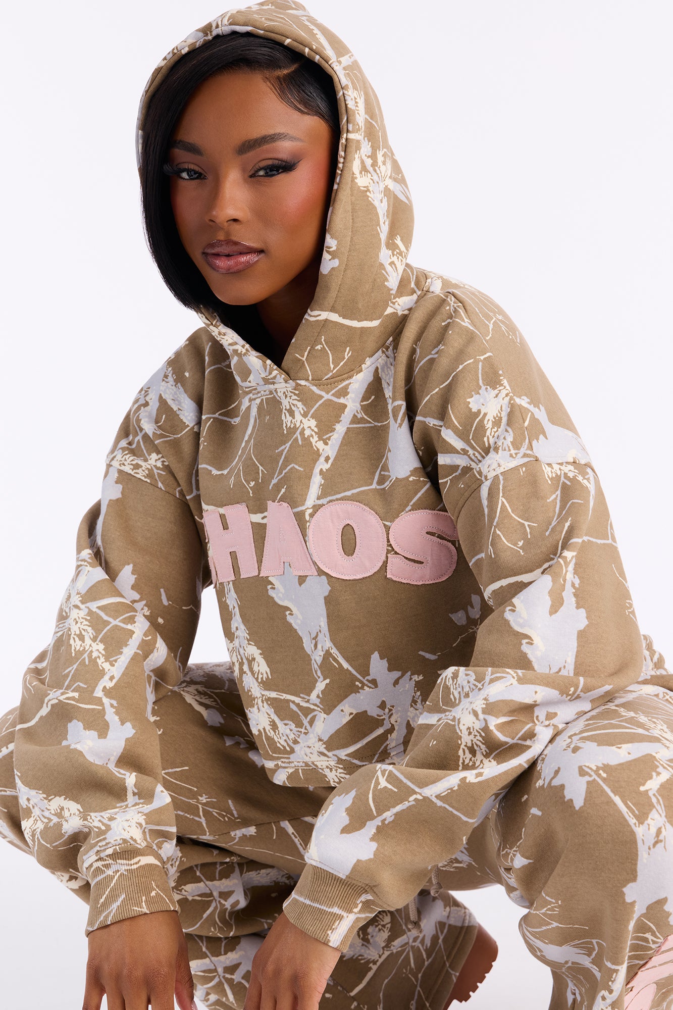 Chaos Camo Fleece Pant Set - Taupe