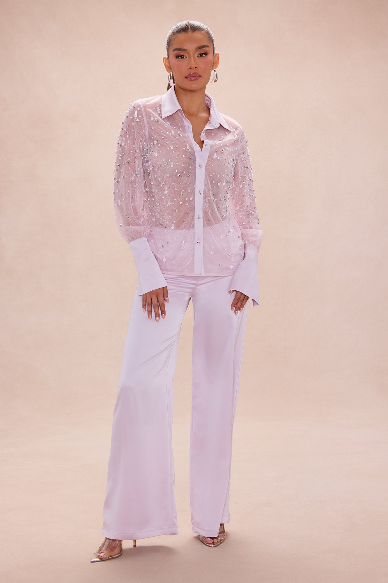 Athena Embellished Pant Set - Pink