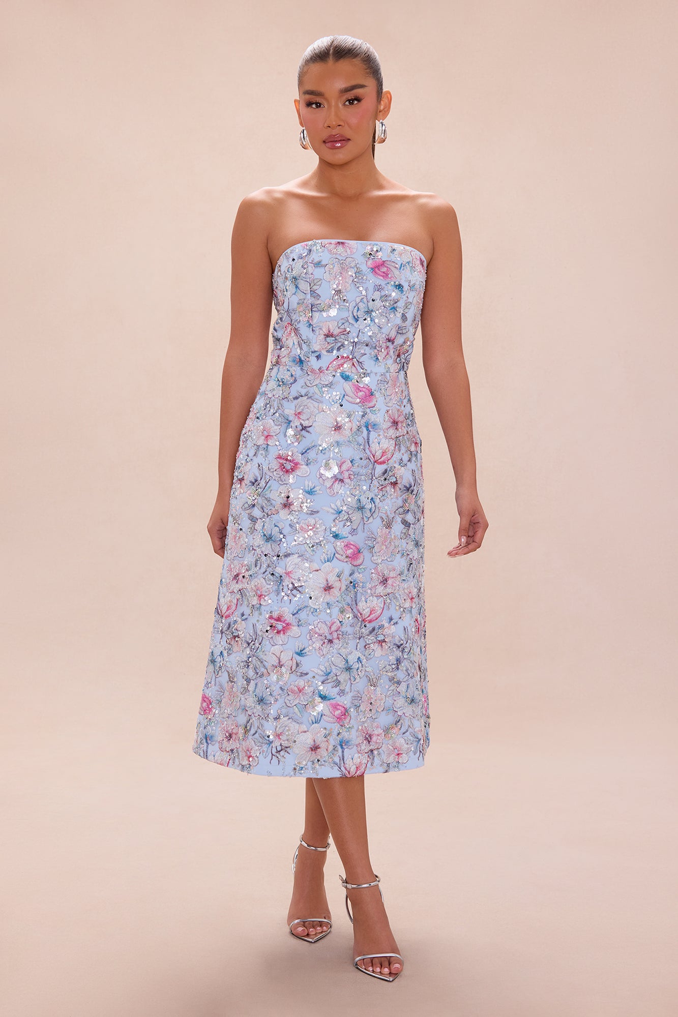 Mariah Floral Embroidered Mini Dress - Blue/combo
