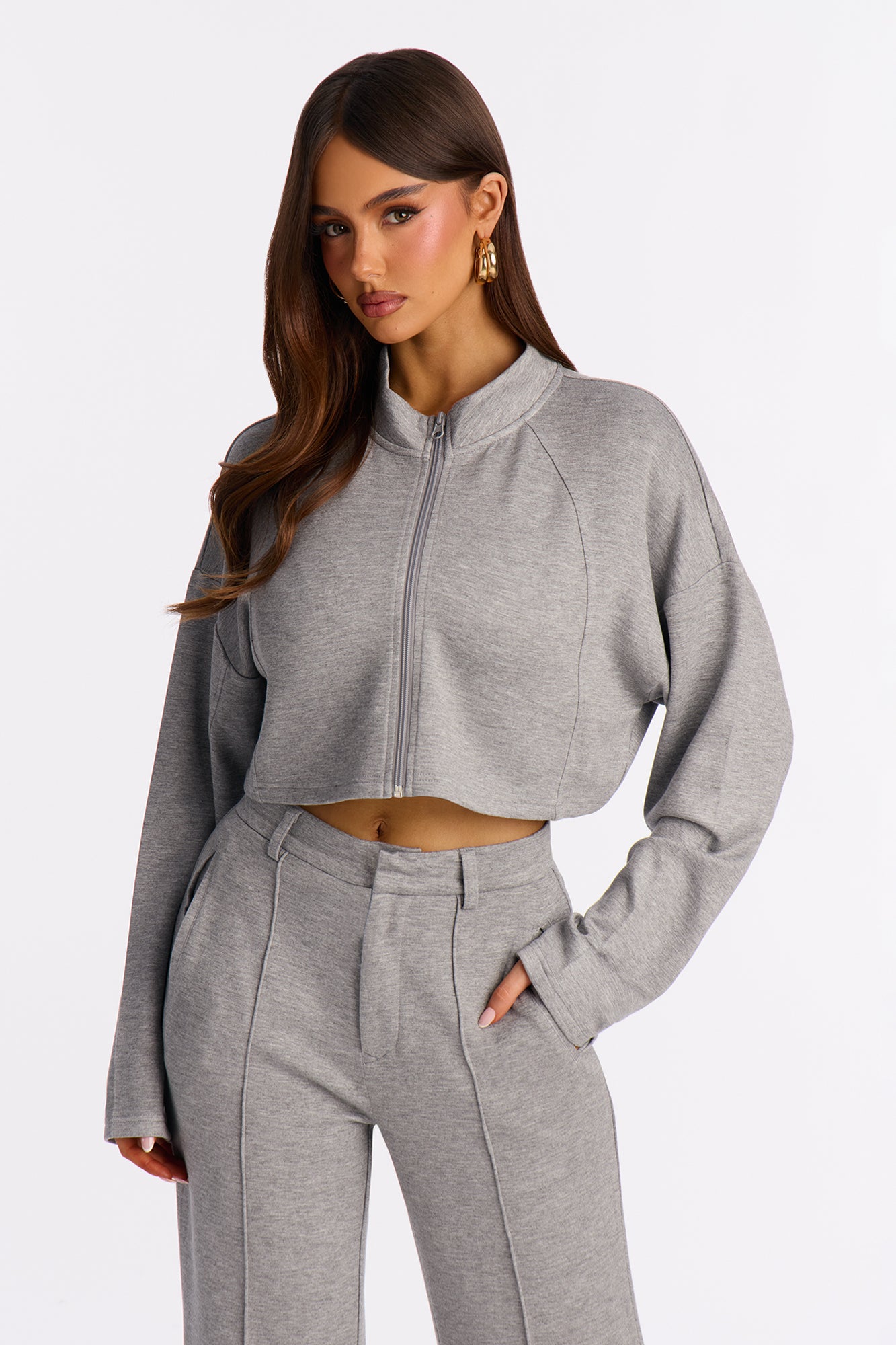 Arden Zip Up Lounge Jacket - Grey