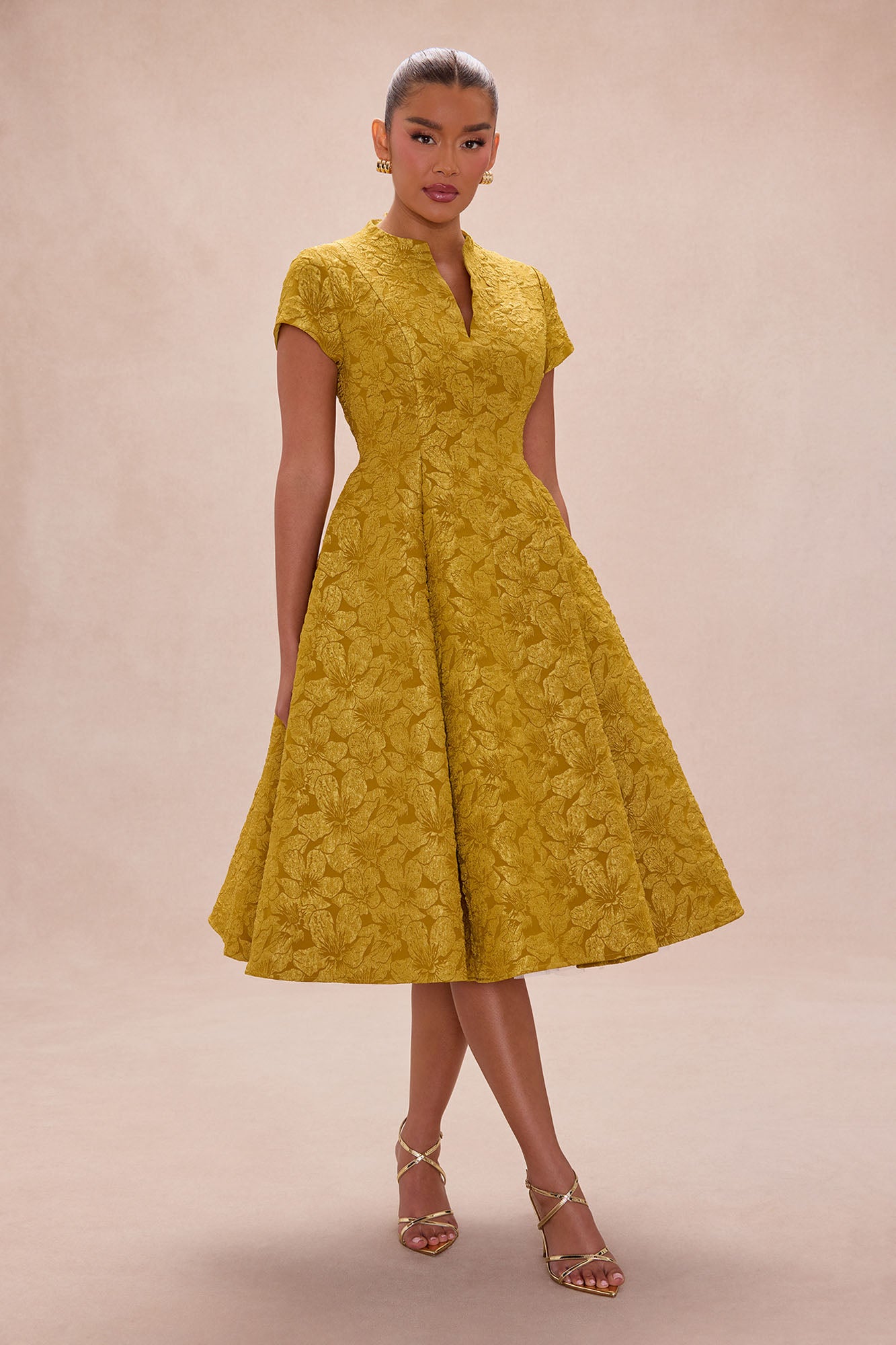 Maribelle Jacquard Midi Dress - Chartreuse