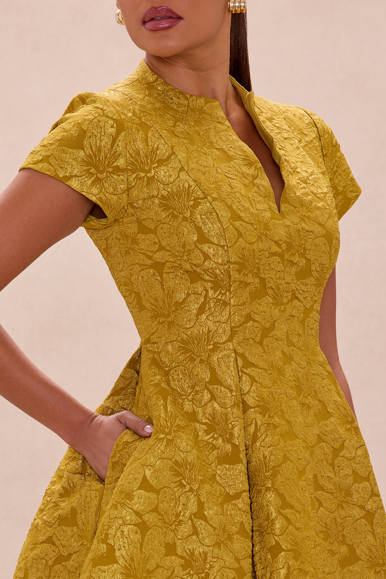 Maribelle Jacquard Midi Dress - Chartreuse