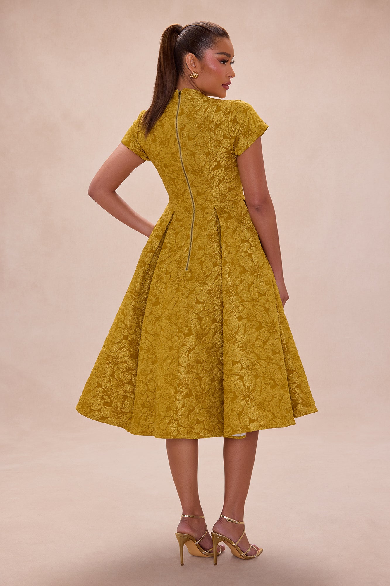 Maribelle Jacquard Midi Dress - Chartreuse
