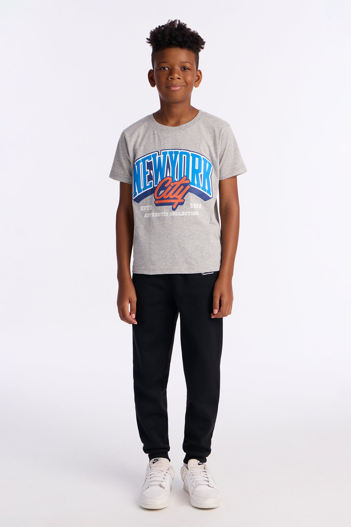Mini New York City Vibe Jogger Pant Set - Heather/Combo