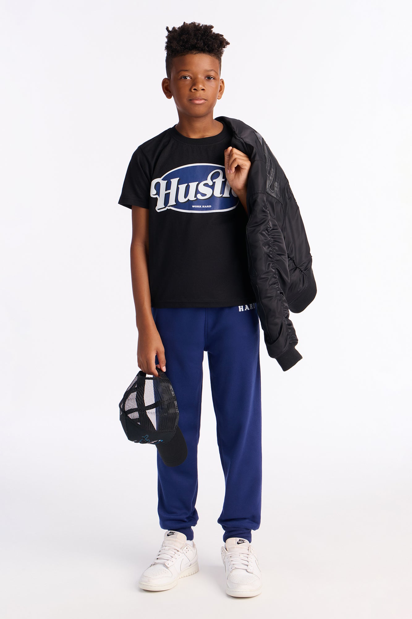 Mini Hustle And Work Hard Jogger Pant Set - Black/combo