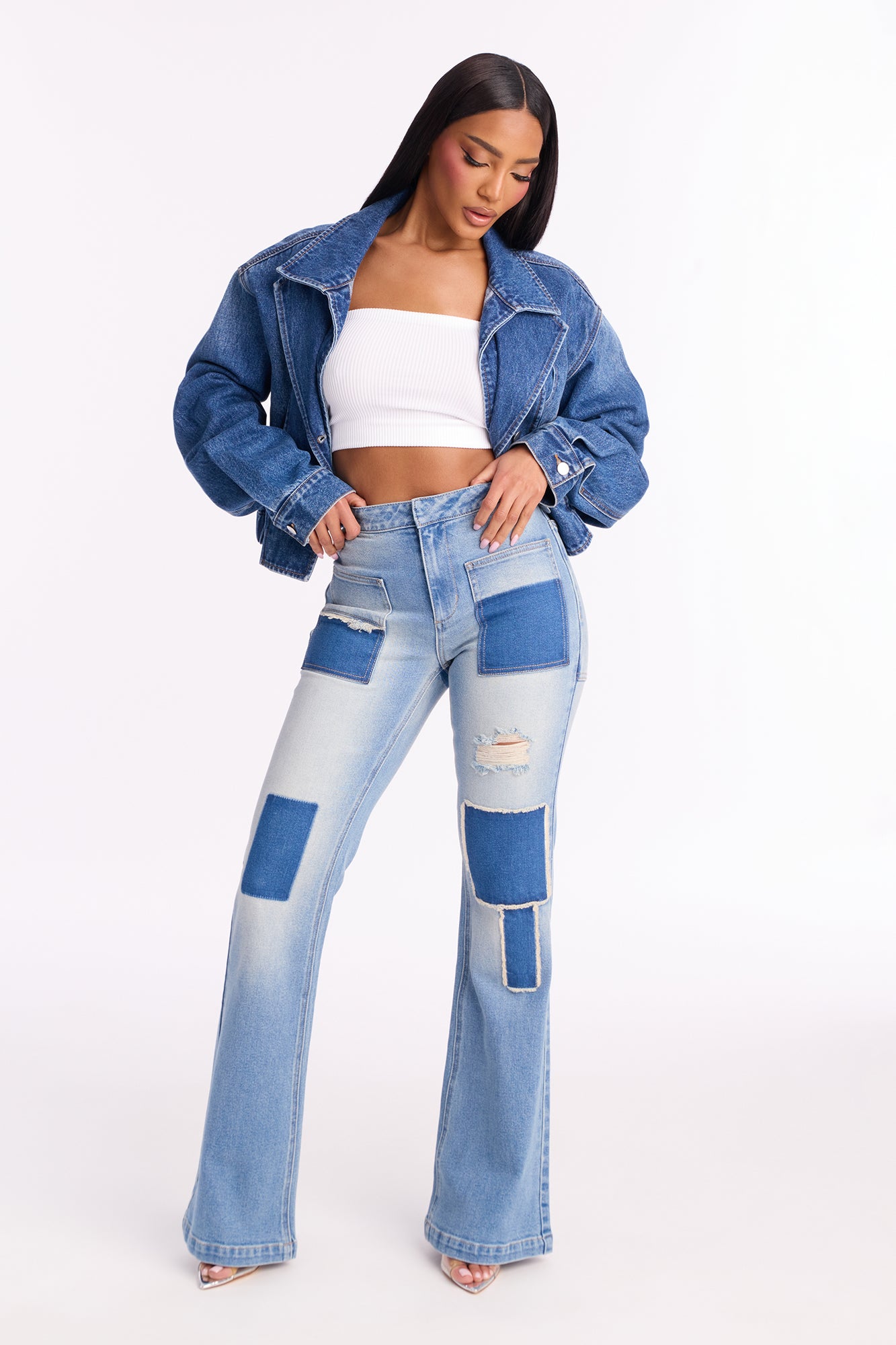 Handicraft Patchwork Flare Jean - Light Wash