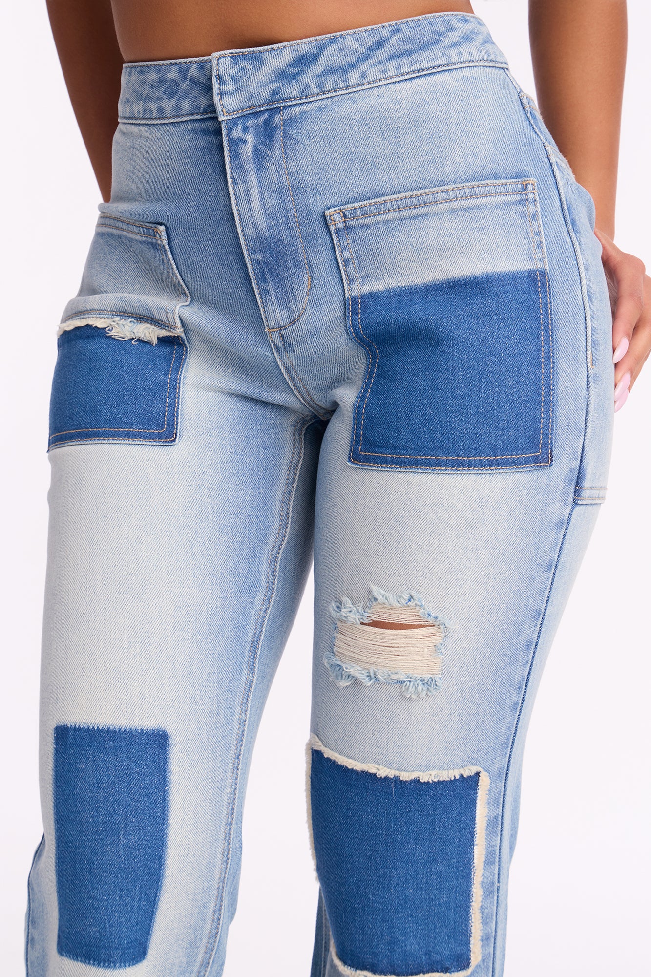 Handicraft Patchwork Flare Jean - Light Wash