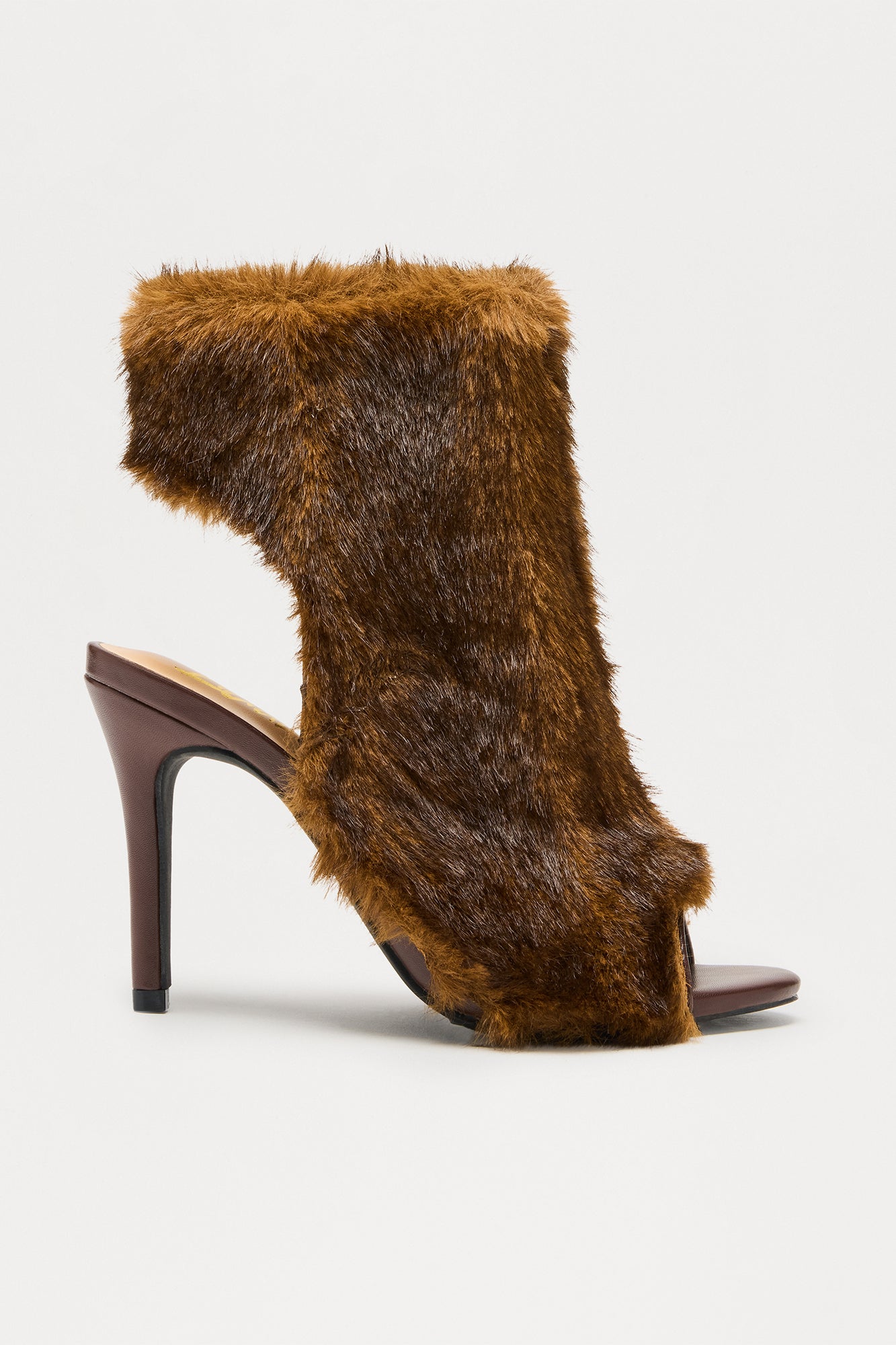 Chelan Faux Fur Peep Toe Booties - Brown