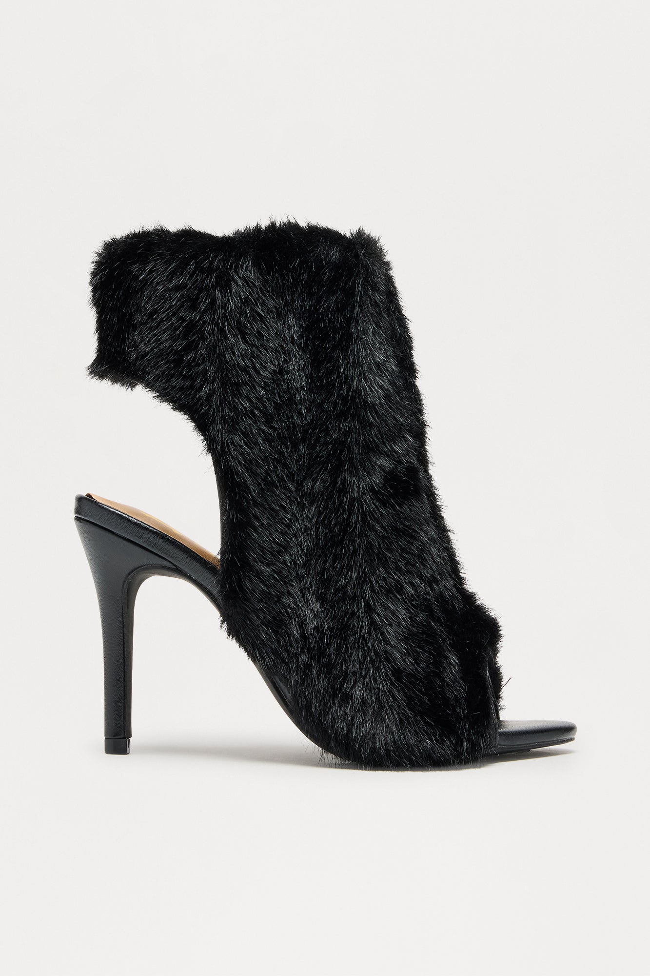 Chelan Faux Fur Peep Toe Booties - Black