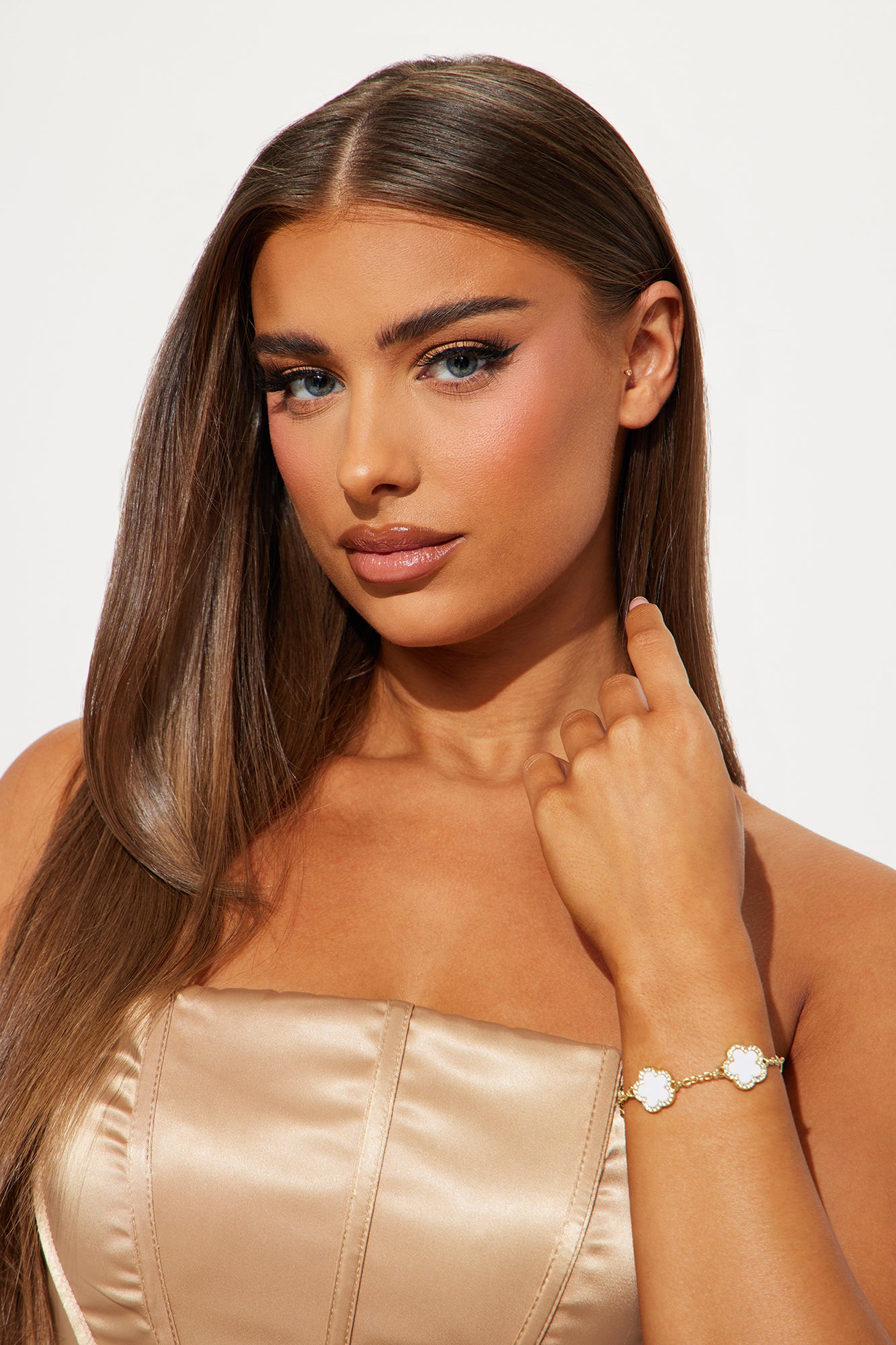 My Clover Chain Bracelet - White/Gold