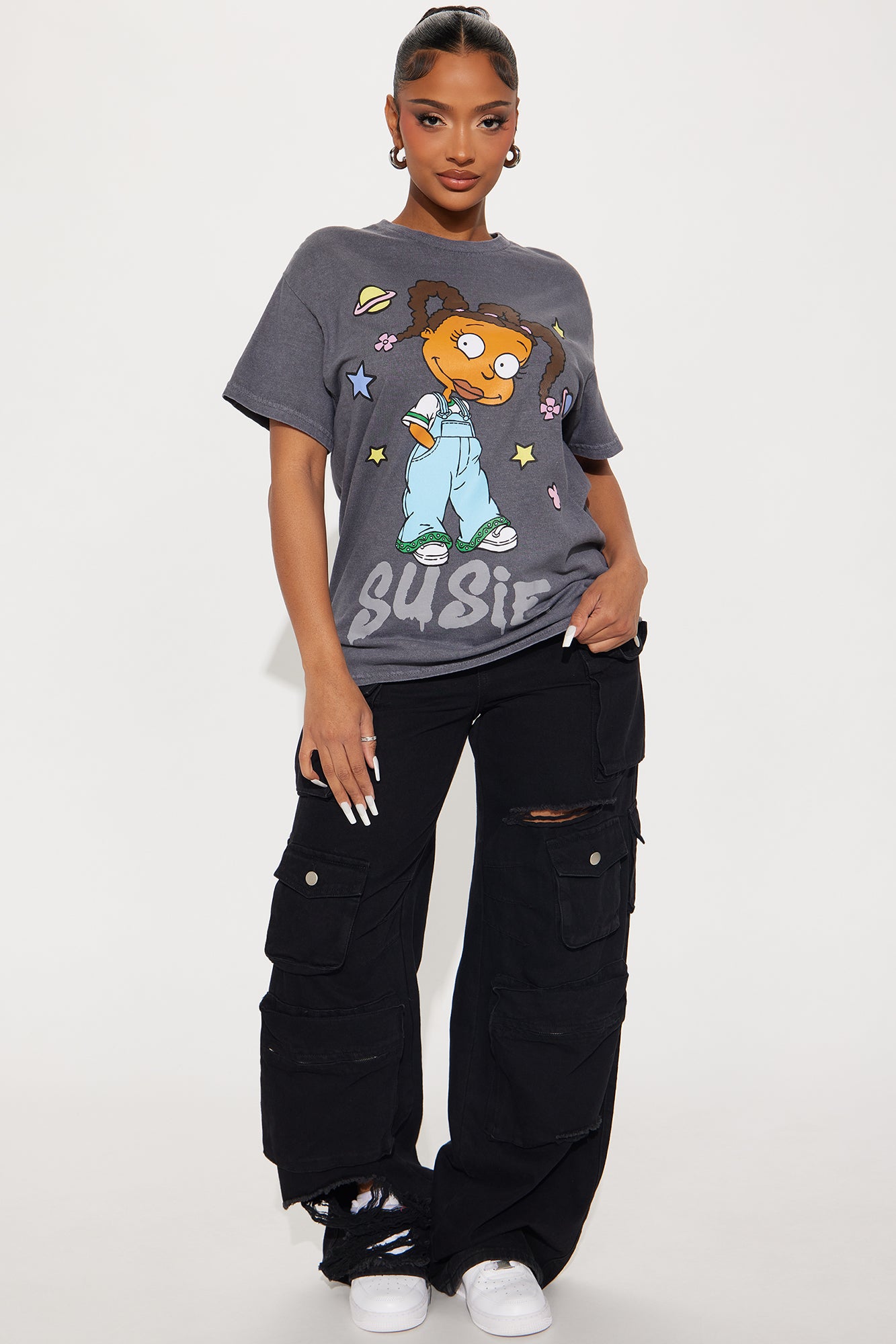Rugrats Susie Washed Tee - Charcoal