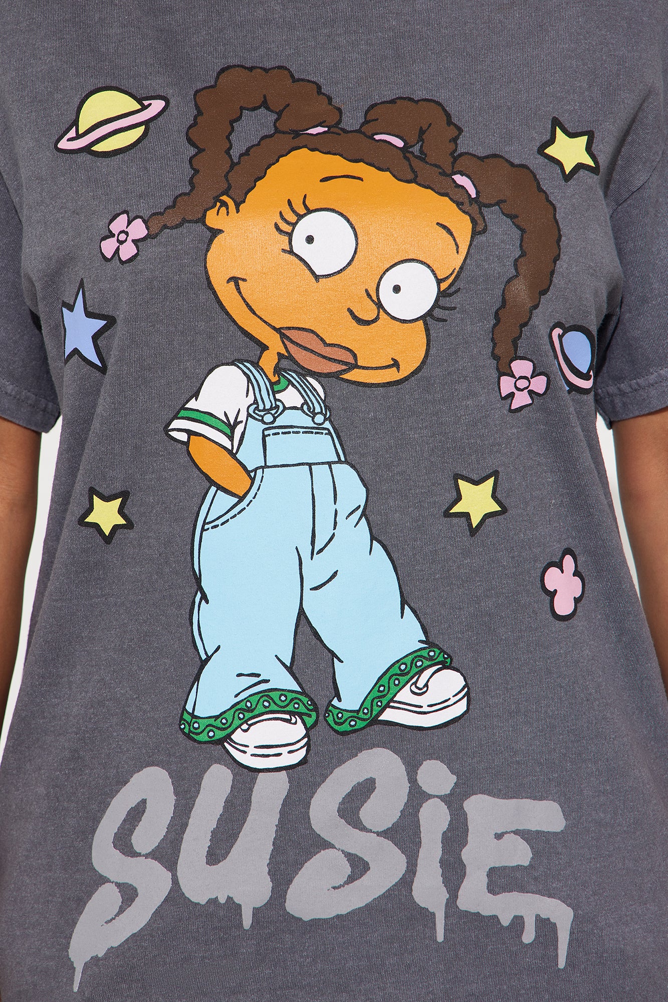 Rugrats Susie Washed Tee - Charcoal