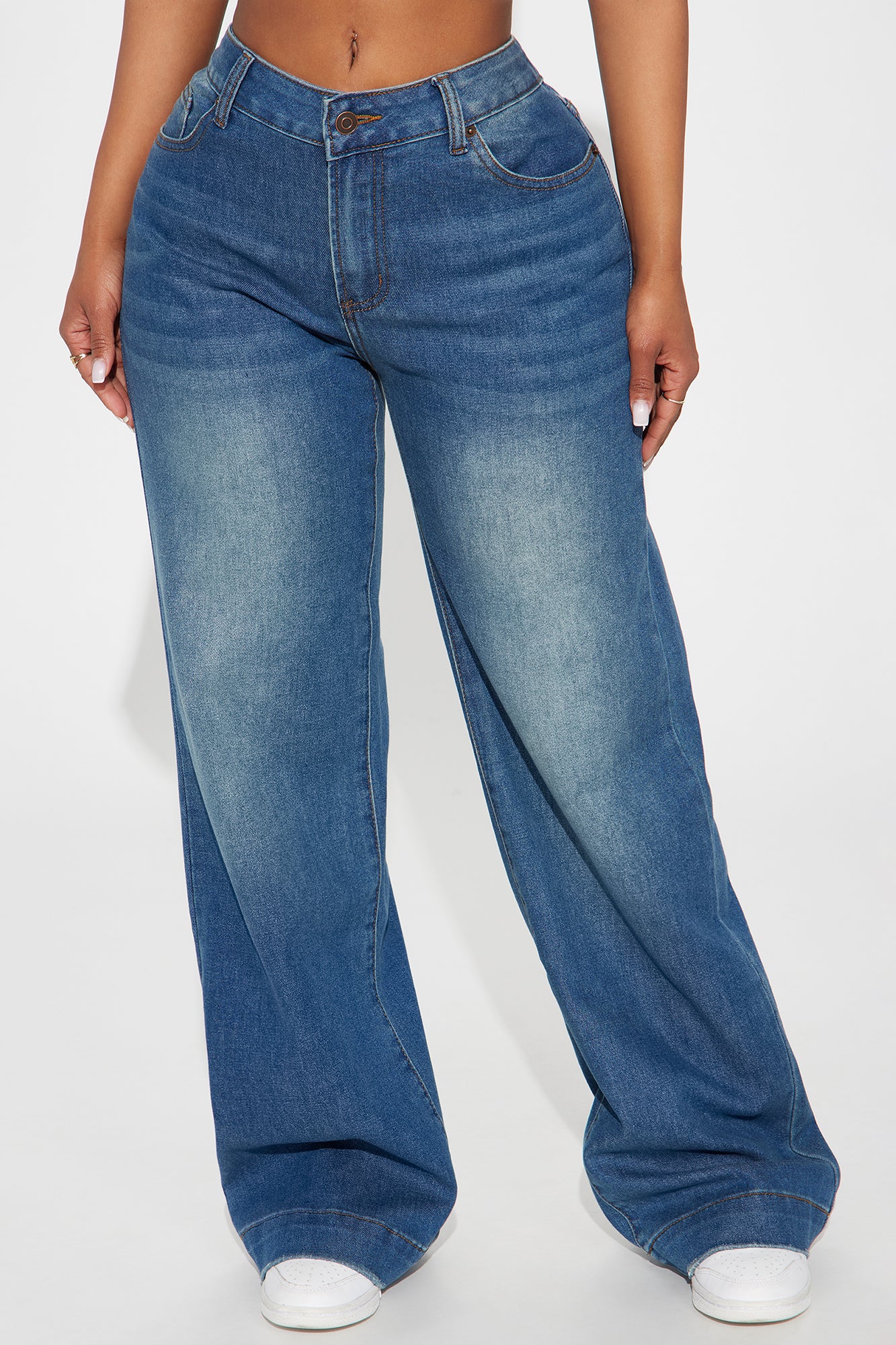 Tall Nia Non Stretch Baggy Jeans - Medium Wash