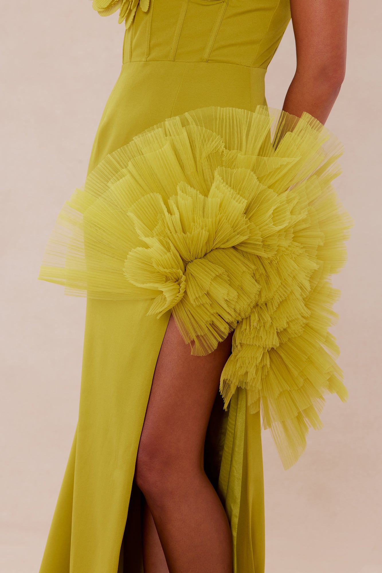 Sarafina Ruffle Maxi Dress - Chartreuse