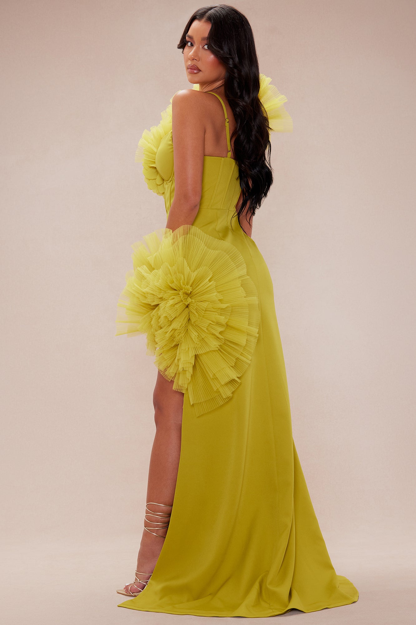 Sarafina Ruffle Maxi Dress - Chartreuse