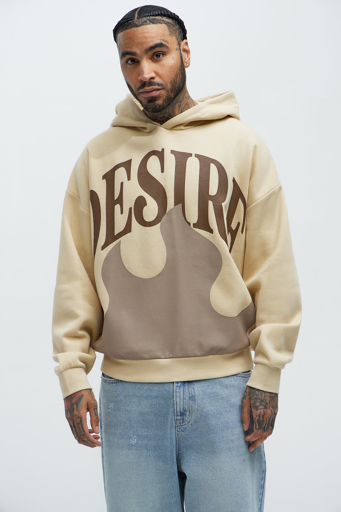 Tayson Fire & Desire Oversized Hoodie - Cream