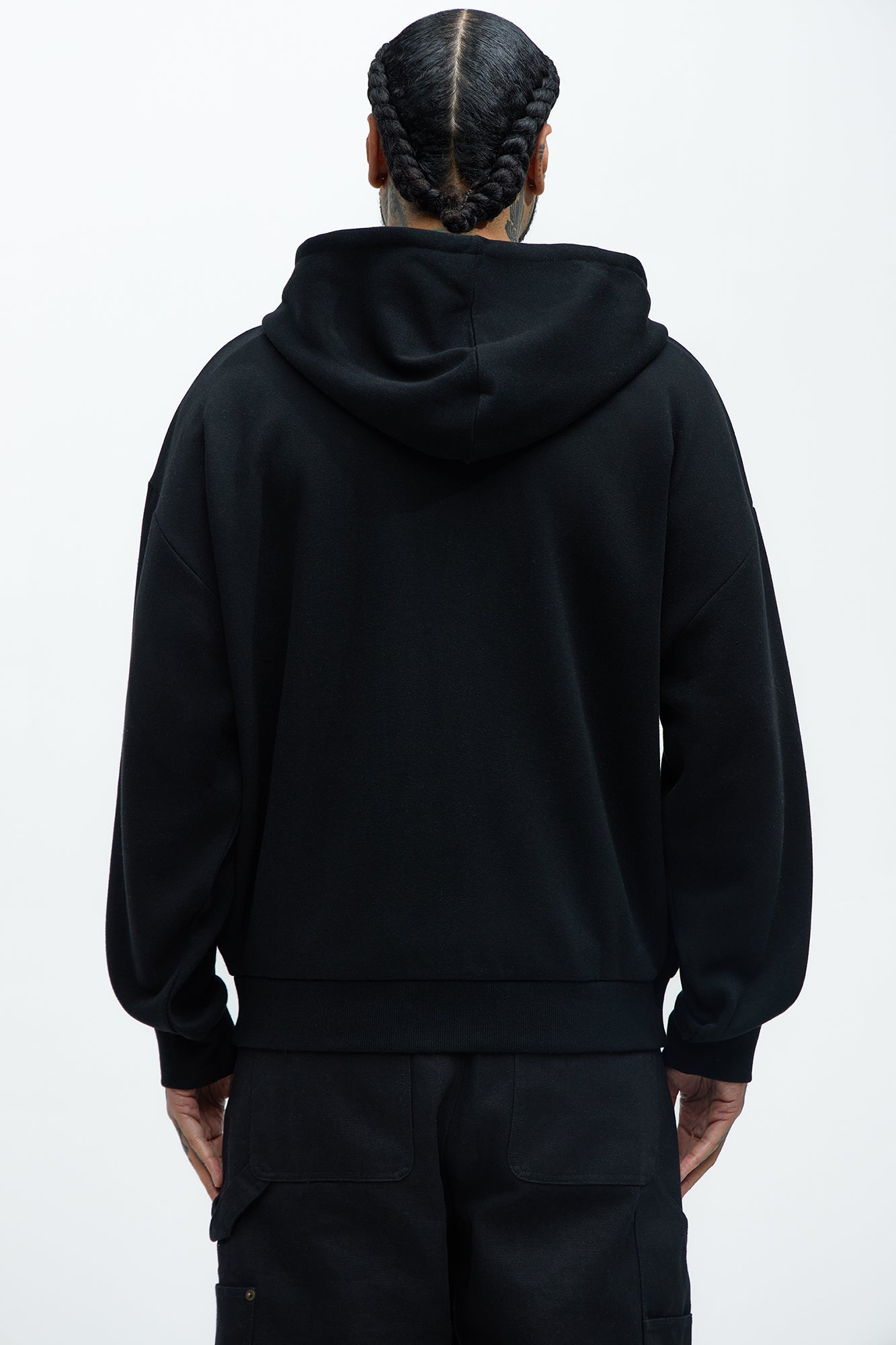Tayson Stash Oversized Zip Up Hoodie - Black