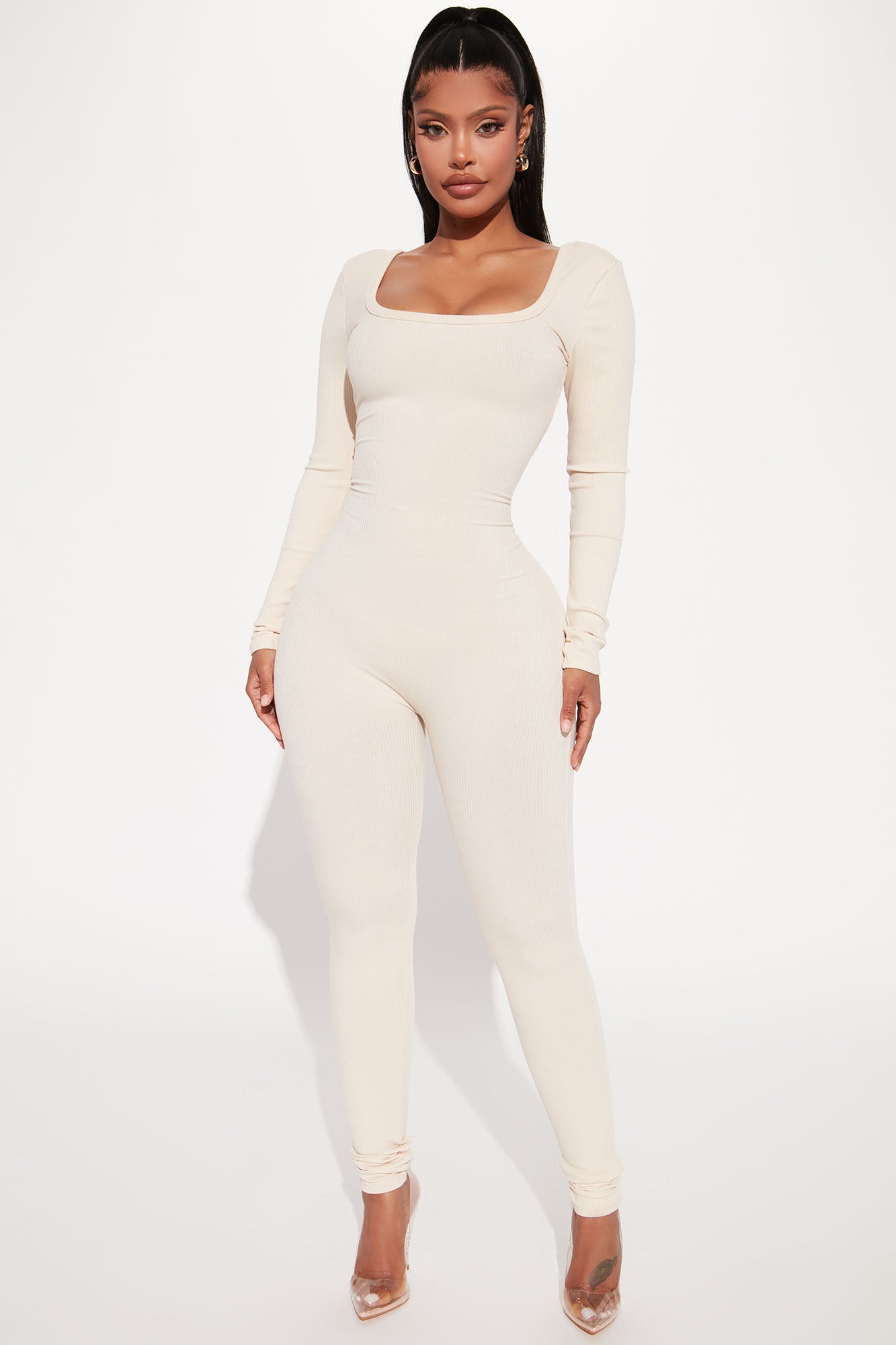 Hailey Snatched Jumpsuit - Cream