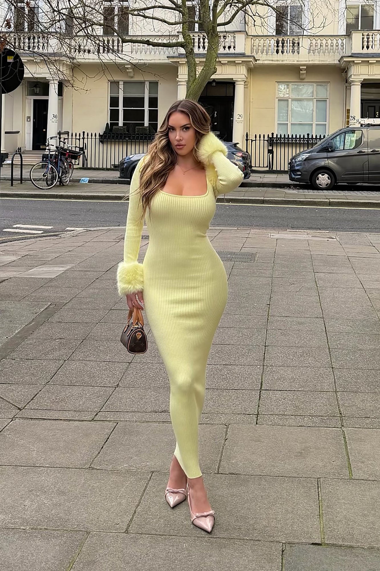 Fuzzy Signal Maxi Dress Set - Butter Yellow