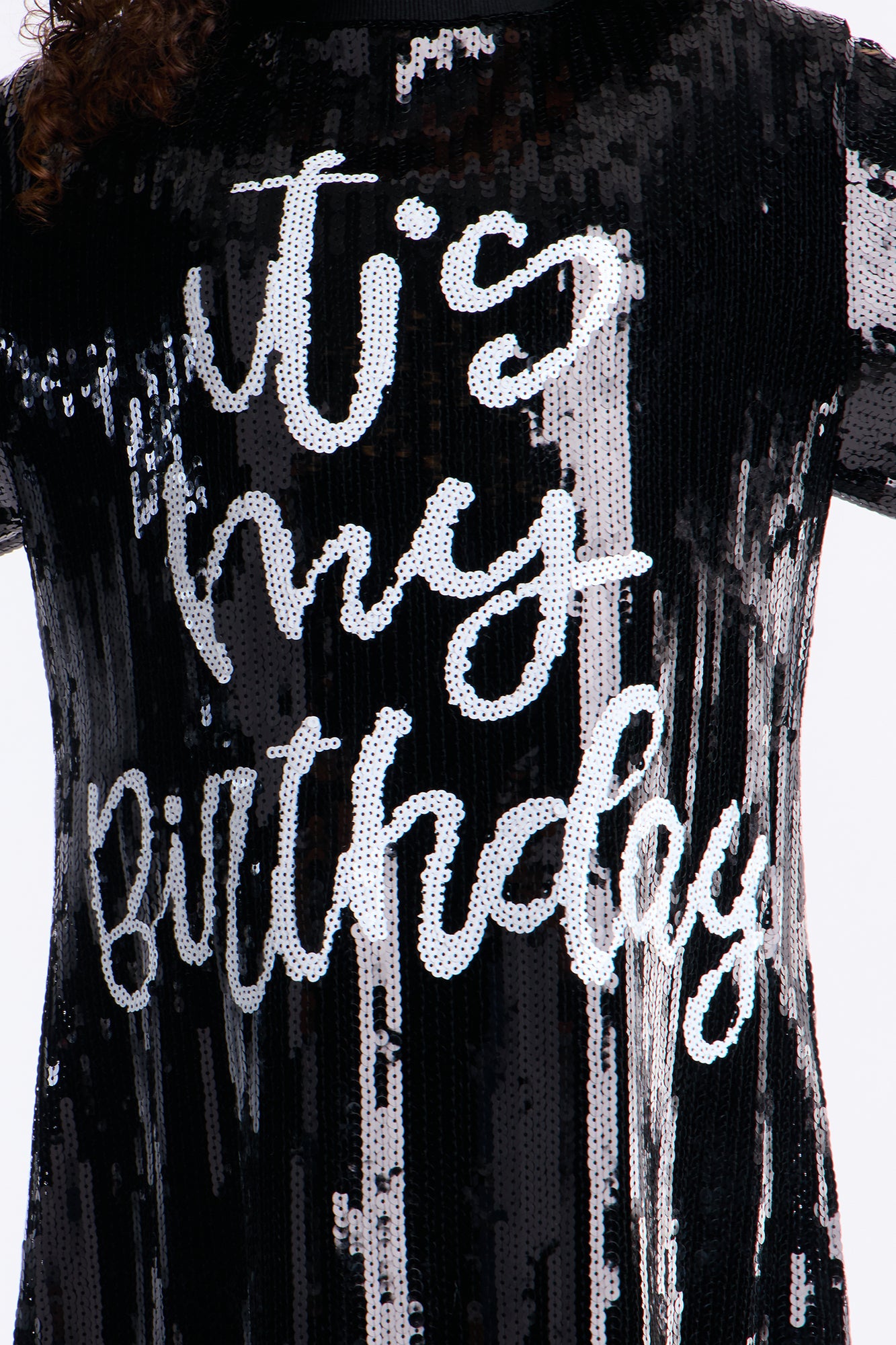 Mini Birthday Princess Sequin Shirt Dress - Black