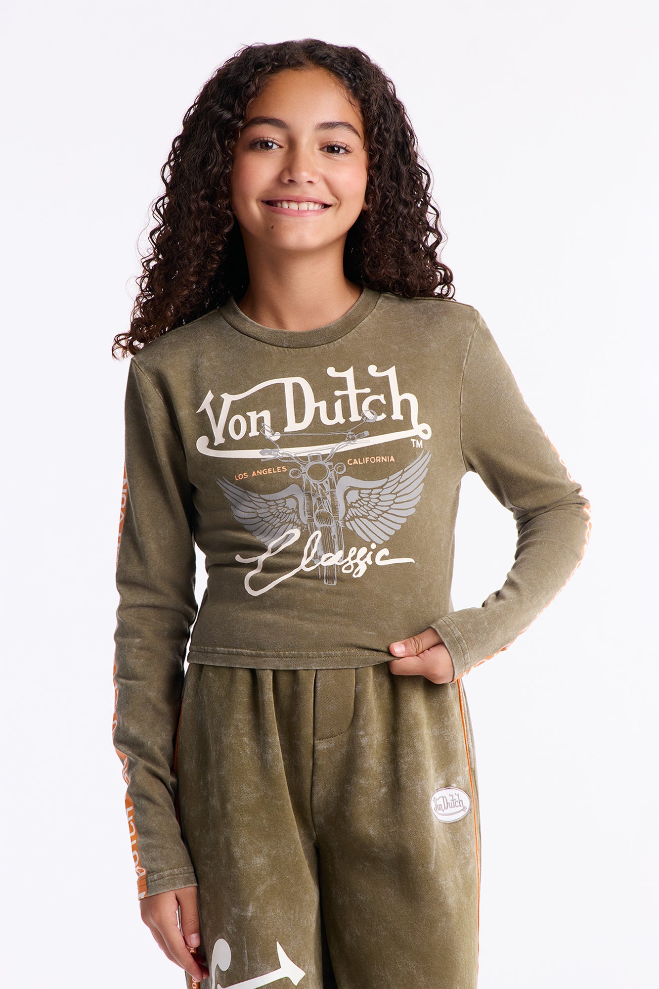 Mini Von Dutch Washed Top - Olive