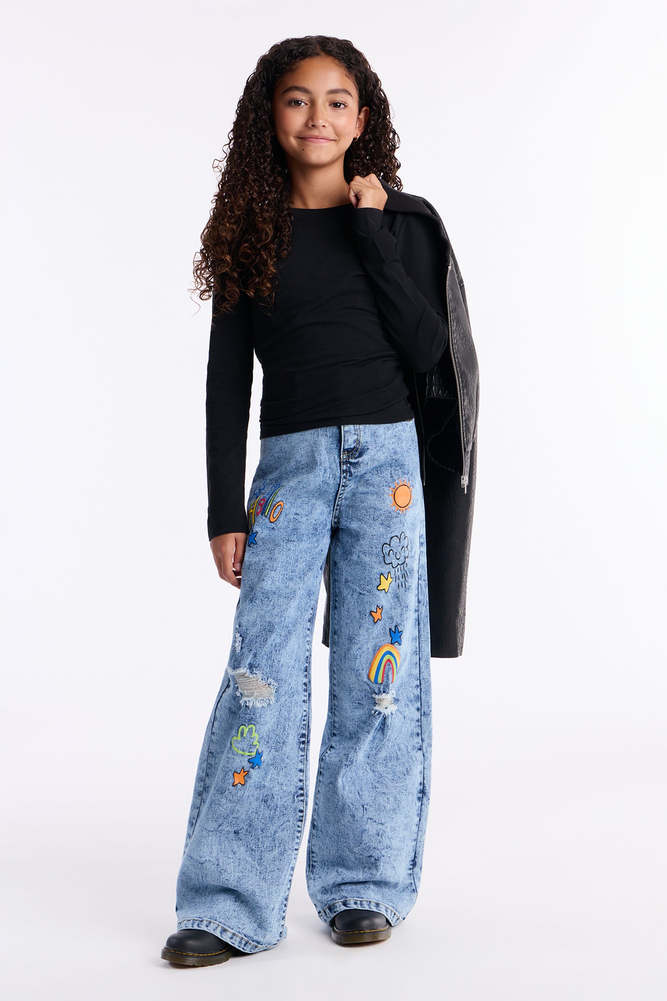 Mini Artsy Girl Wide Leg Jeans - Light Wash