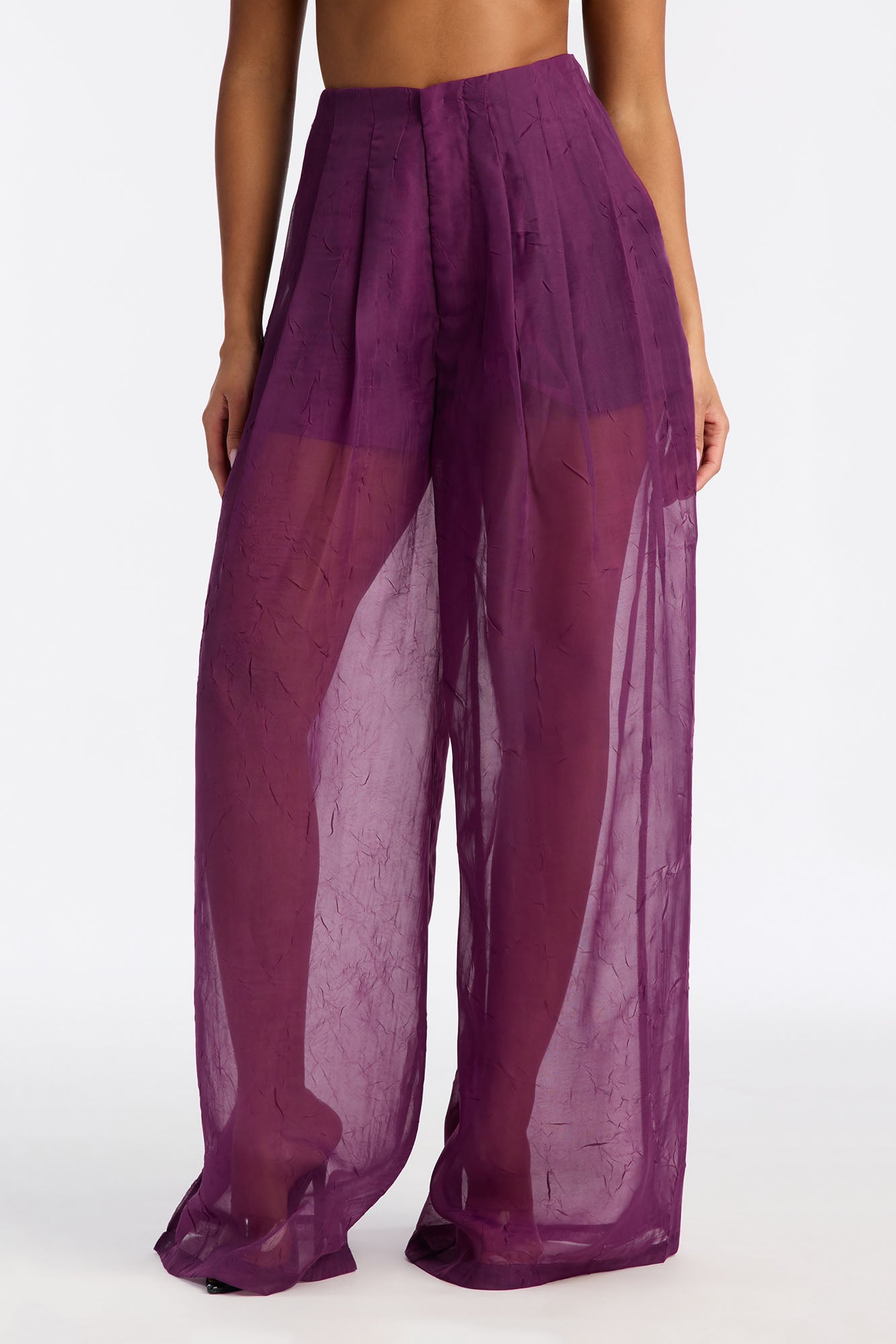 Late Nights Organza Wide Leg Pant 33″ - Plum