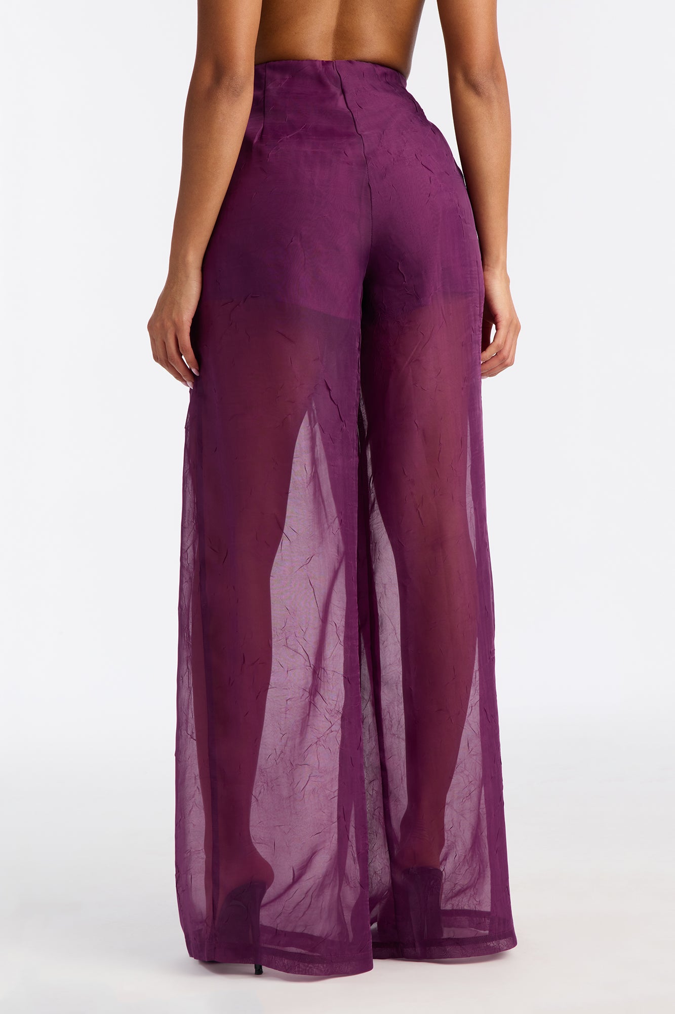 Late Nights Organza Wide Leg Pant 33″ - Plum