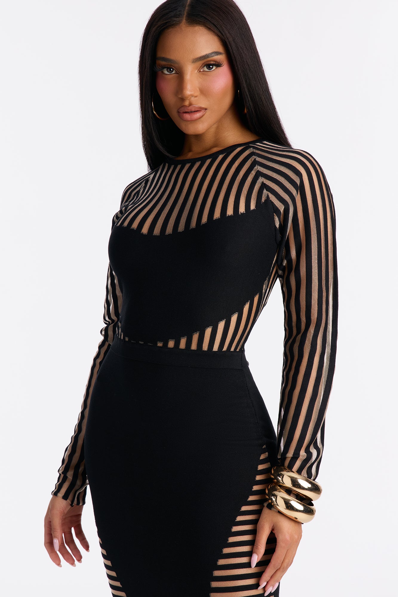 Sleeker Than You Striped Maxi Dress - Black