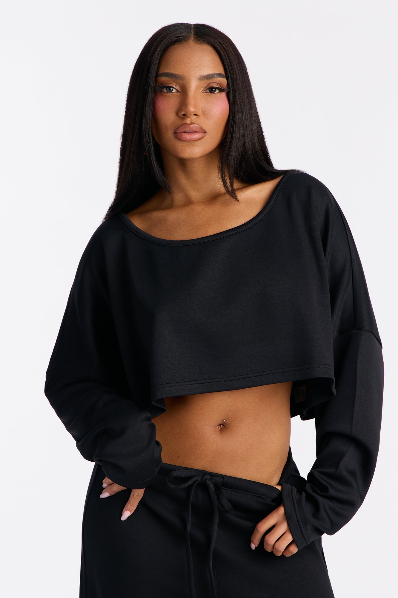 Match My Vibe Modal Lounge Top - Black